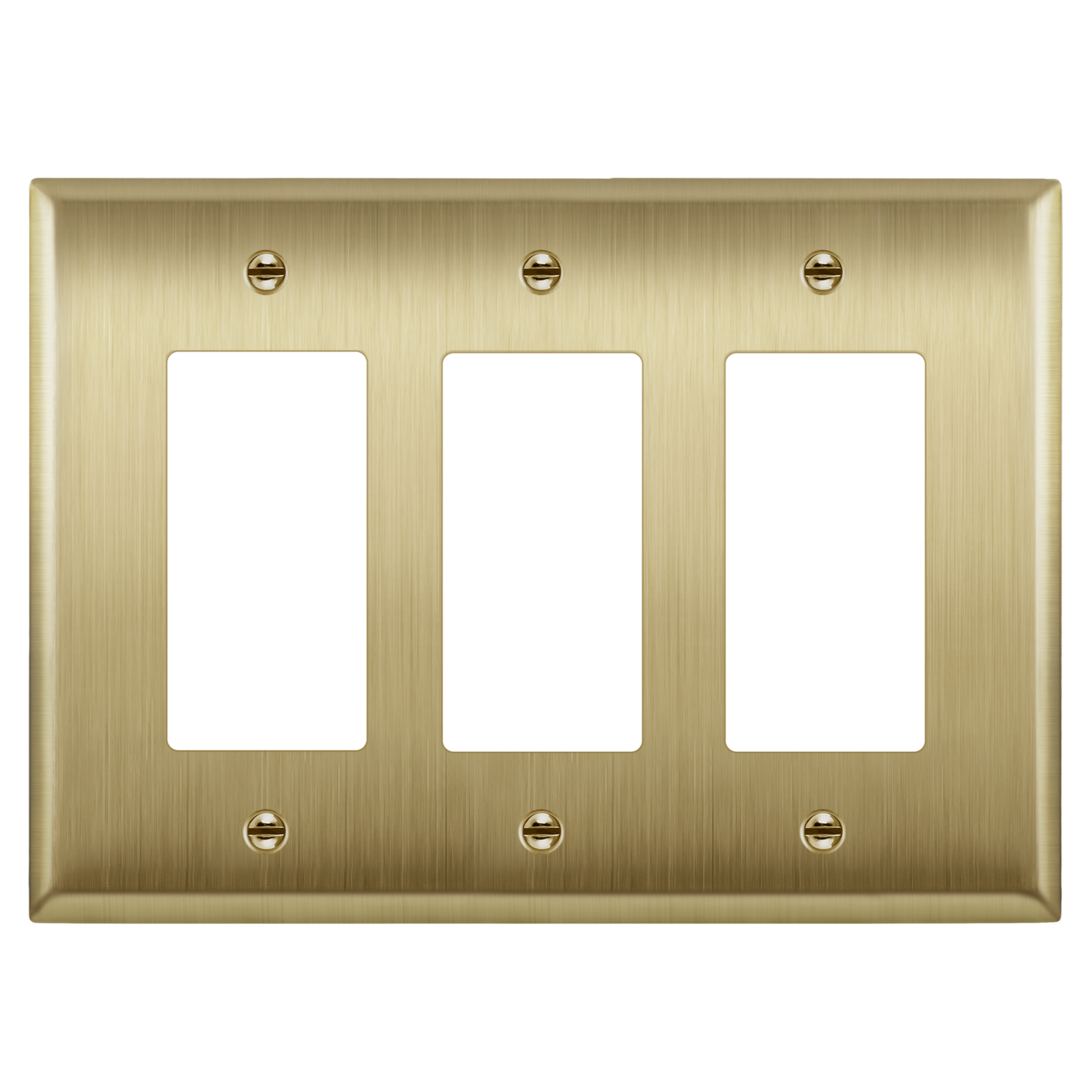 Decorator Switch or Receptacle Metal Wall Plate, Stainless Steel Outlet Cover, Corrosion Resistant, 3-Gang, Mid-Size