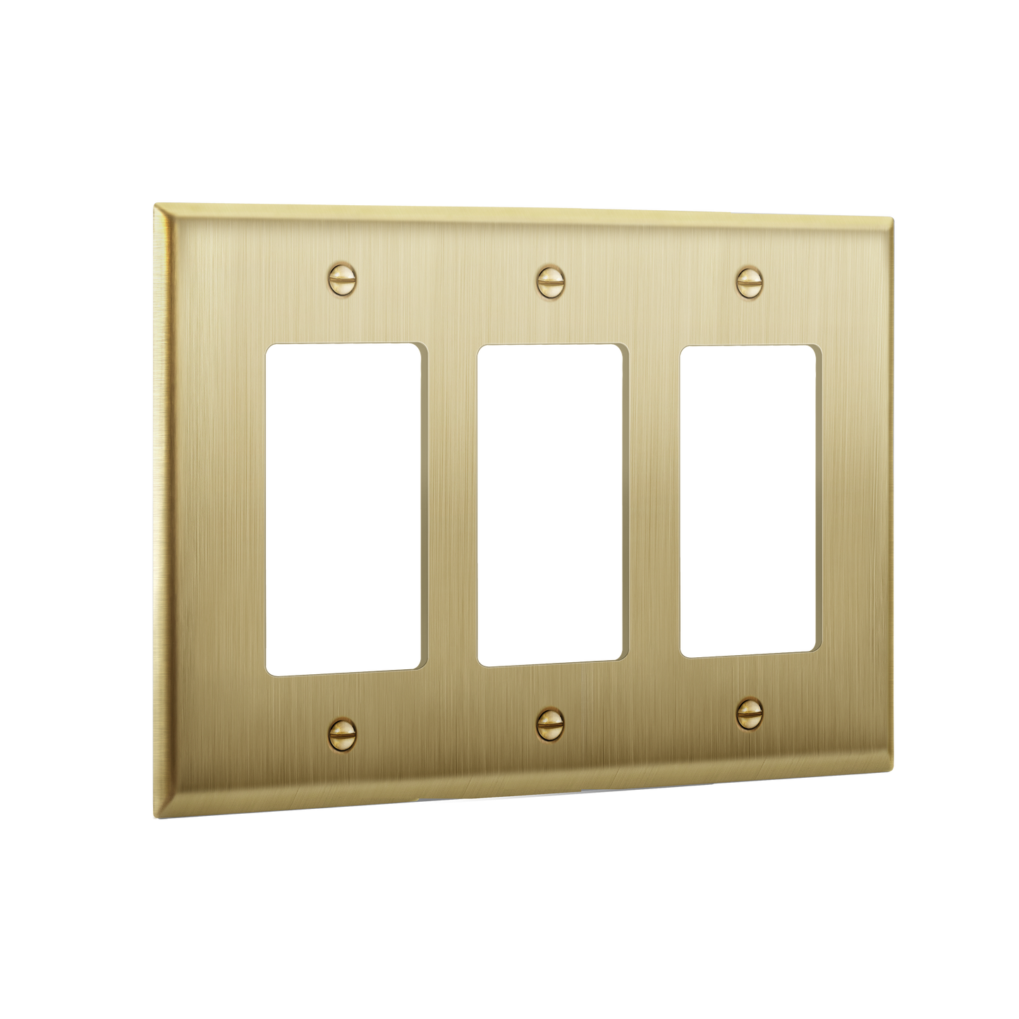 Decorator Switch or Receptacle Metal Wall Plate, Stainless Steel Outlet Cover, Corrosion Resistant, 3-Gang, Mid-Size