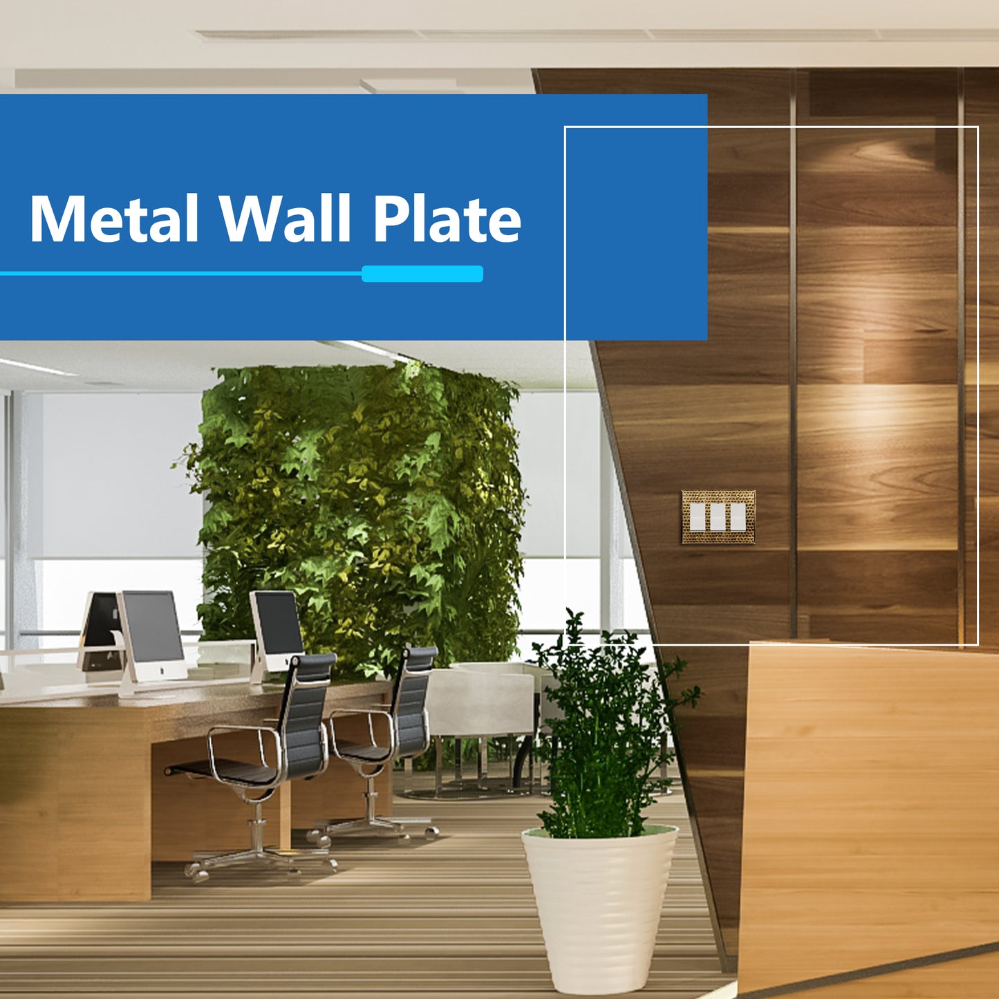 Decorator Switch or Receptacle Metal Wall Plate, Stainless Steel Outlet Cover, Corrosion Resistant, 3-Gang, Mid-Size