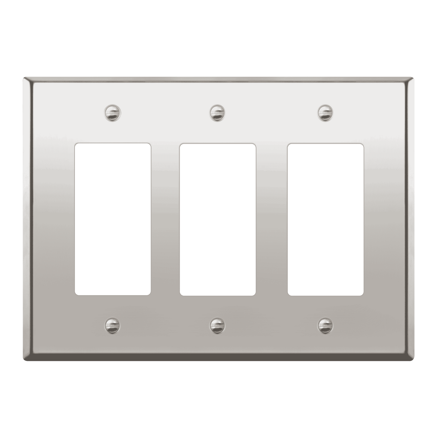 Decorator Switch or Receptacle Metal Wall Plate, Stainless Steel Outlet Cover, Corrosion Resistant, 3-Gang, Mid-Size