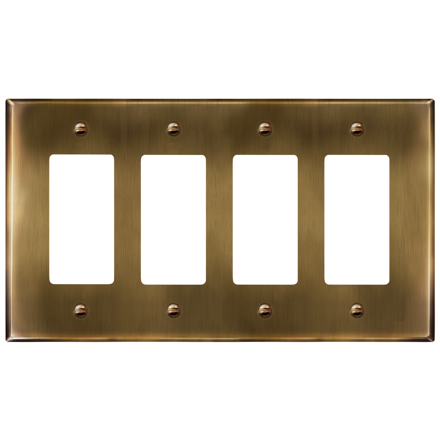 Decorator Switch or Receptacle Metal Wall Plate, Stainless Steel Outlet Cover, Corrosion Resistant, 4-Gang, Mid-Size