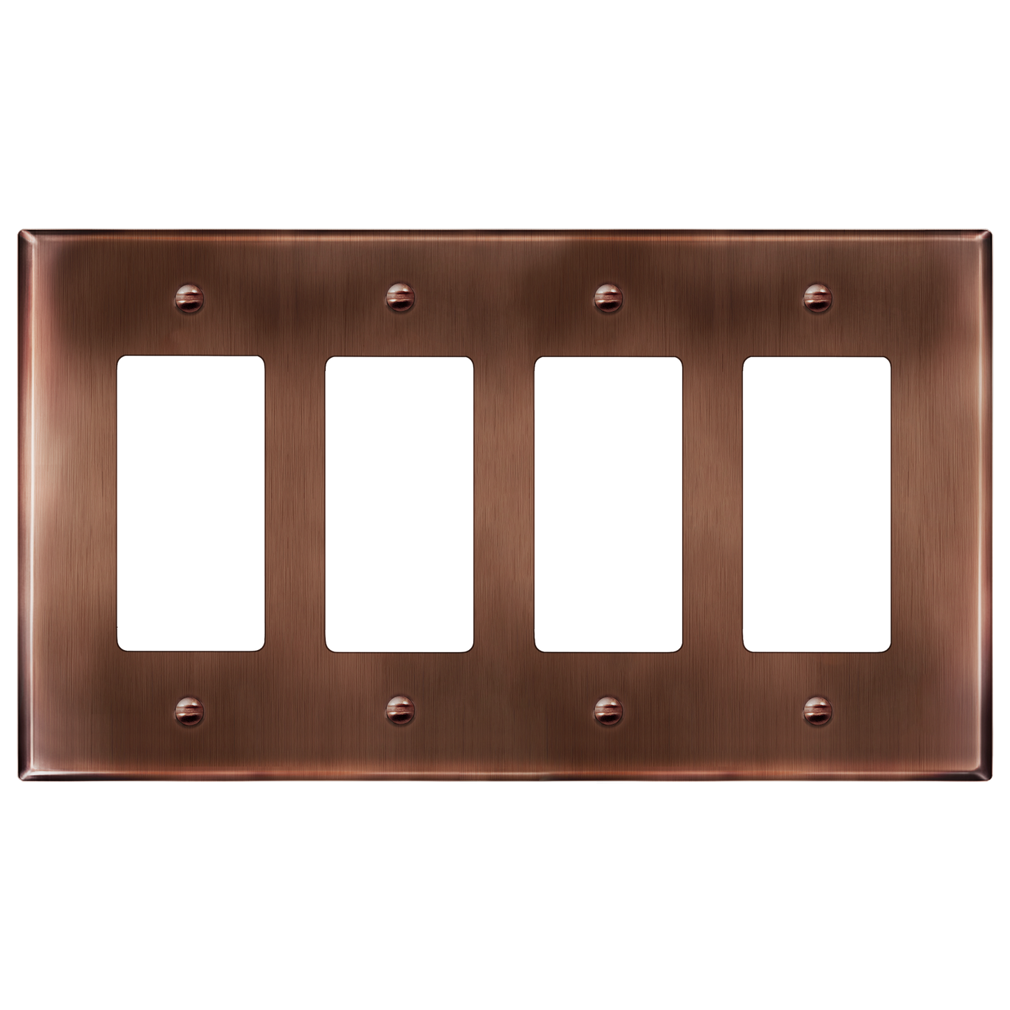 Decorator Switch or Receptacle Metal Wall Plate, Stainless Steel Outlet Cover, Corrosion Resistant, 4-Gang, Mid-Size