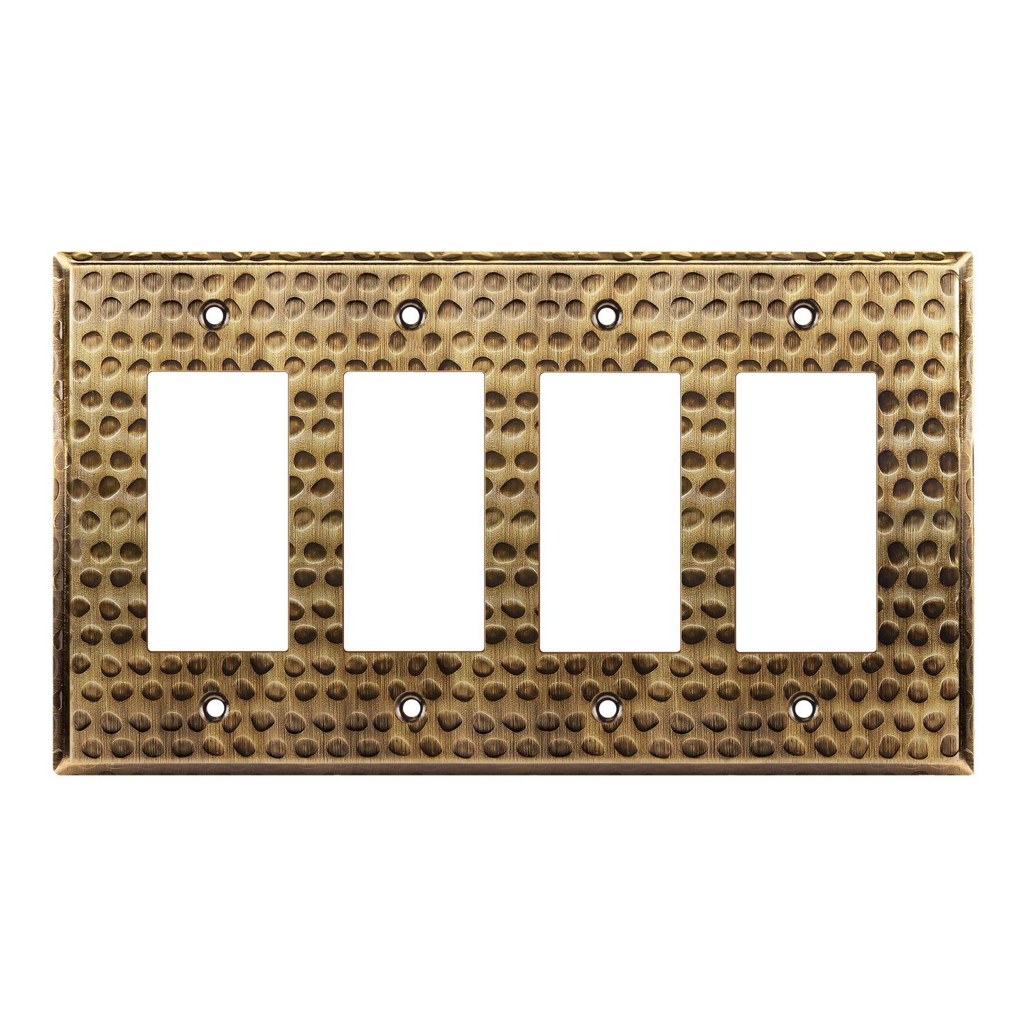 Decorator Switch or Receptacle Metal Wall Plate, Stainless Steel Outlet Cover, Corrosion Resistant, 4-Gang, Mid-Size