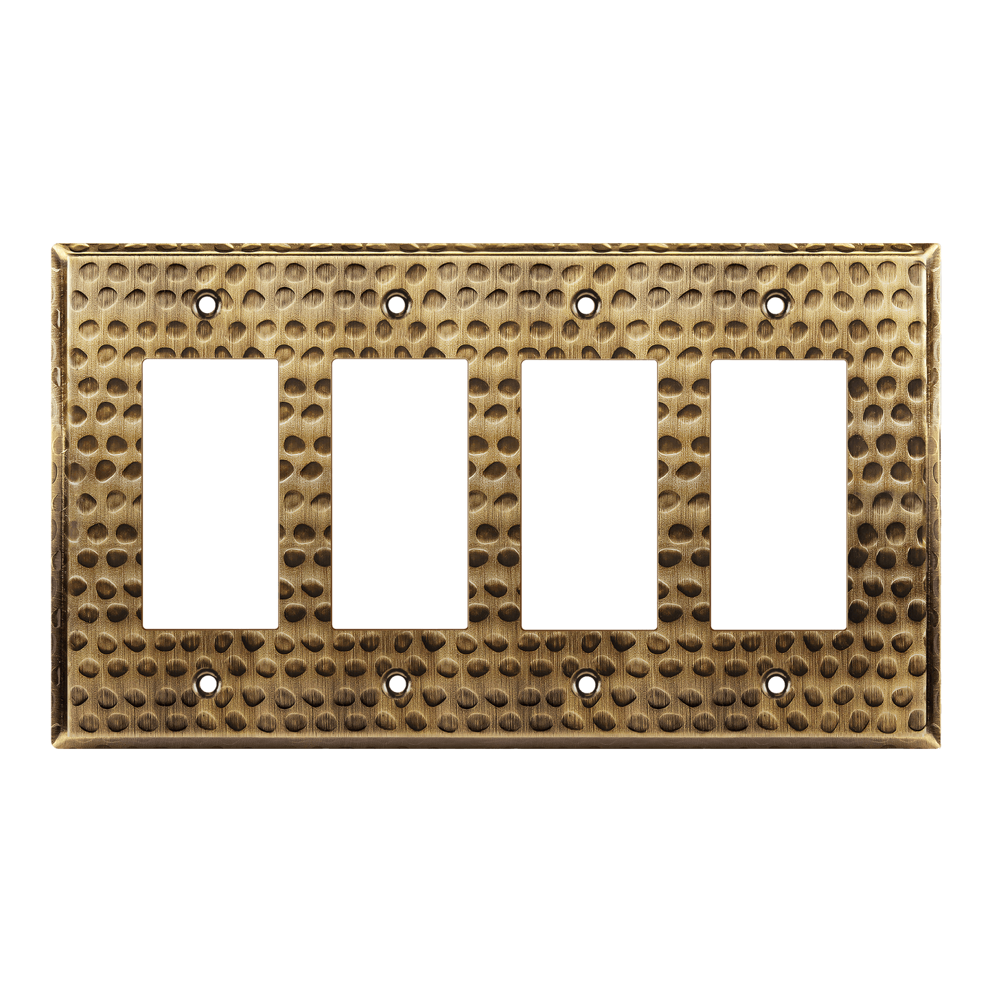 Decorator Switch or Receptacle Metal Wall Plate, Stainless Steel Outlet Cover, Corrosion Resistant, 4-Gang, Mid-Size