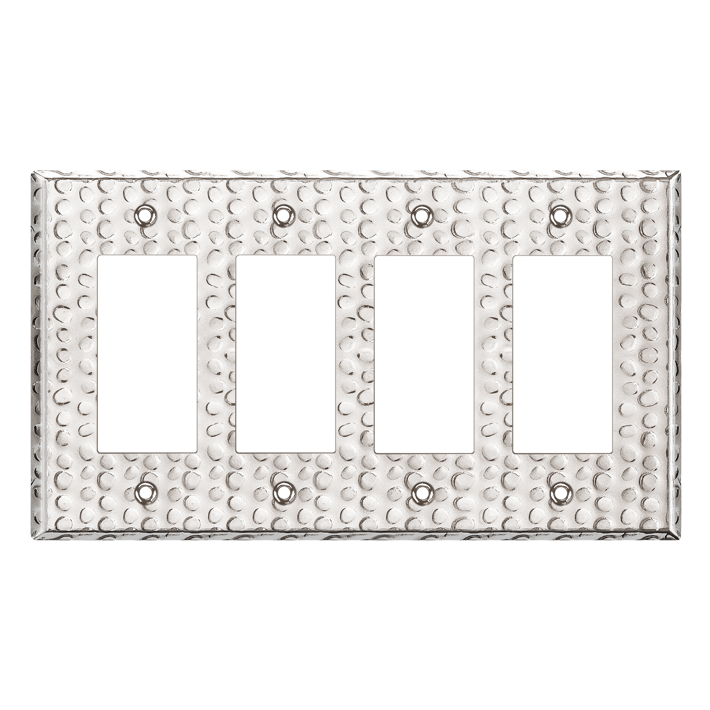 Decorator Switch or Receptacle Metal Wall Plate, Stainless Steel Outlet Cover, Corrosion Resistant, 4-Gang, Mid-Size