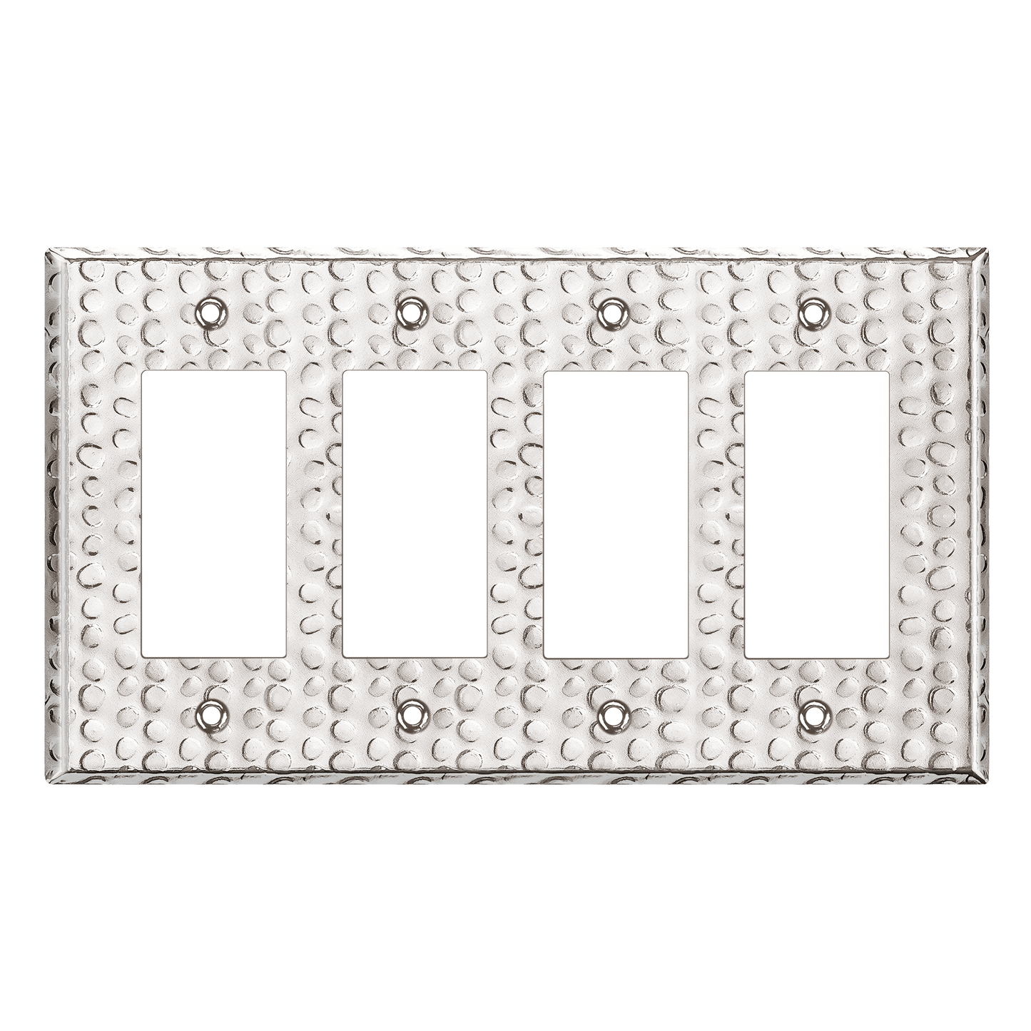 Decorator Switch or Receptacle Metal Wall Plate, Stainless Steel Outlet Cover, Corrosion Resistant, 4-Gang, Mid-Size