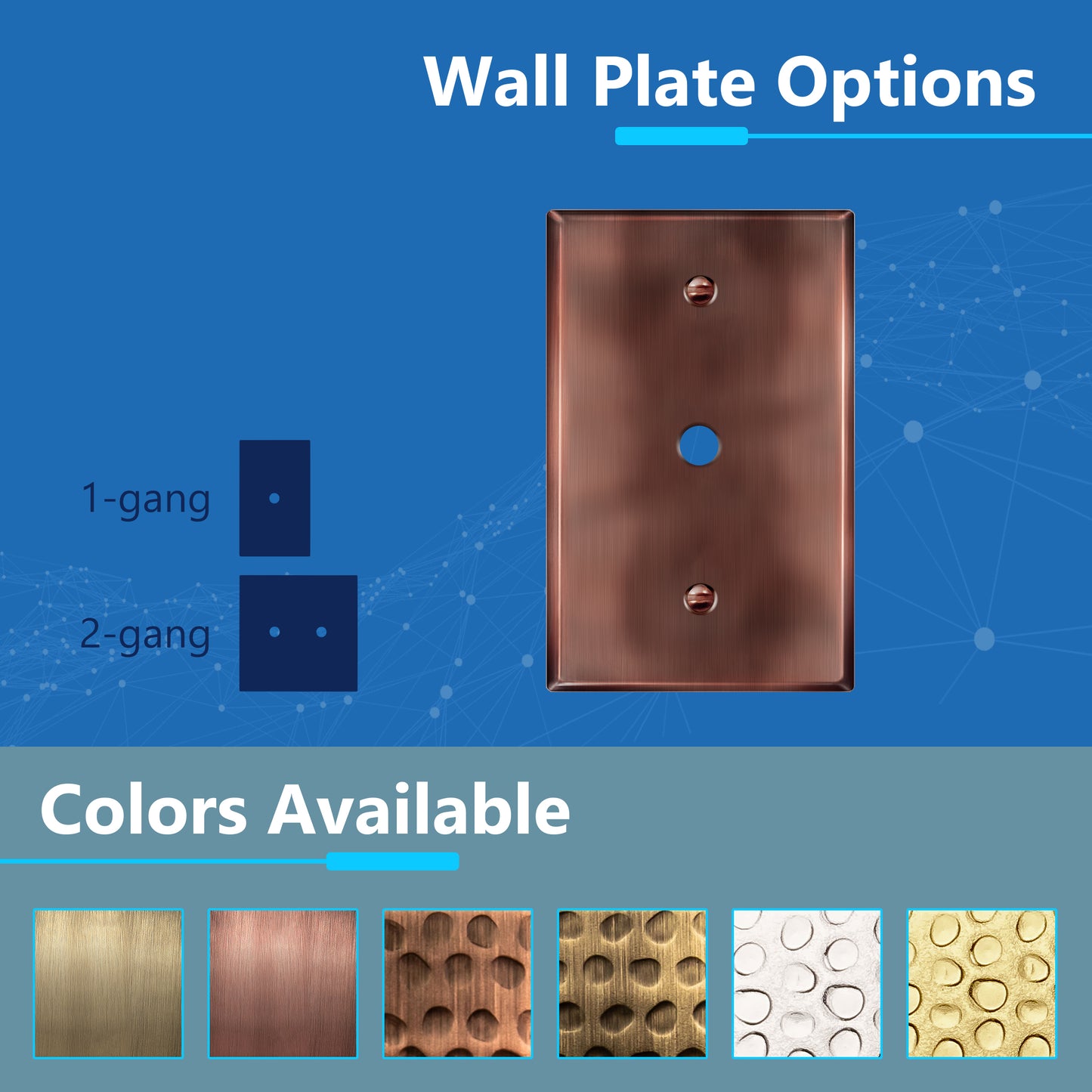 0.406" Diameter Hole Phone Cable Metal Wall Plate, Stainless Steel Outlet Cover, Corrosion Resistant, 1-Gang, Mid-Size