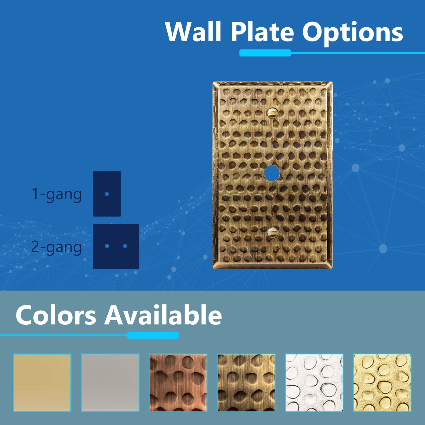 0.406" Diameter Hole Phone Cable Metal Wall Plate, Stainless Steel Outlet Cover, Corrosion Resistant, 1-Gang, Mid-Size