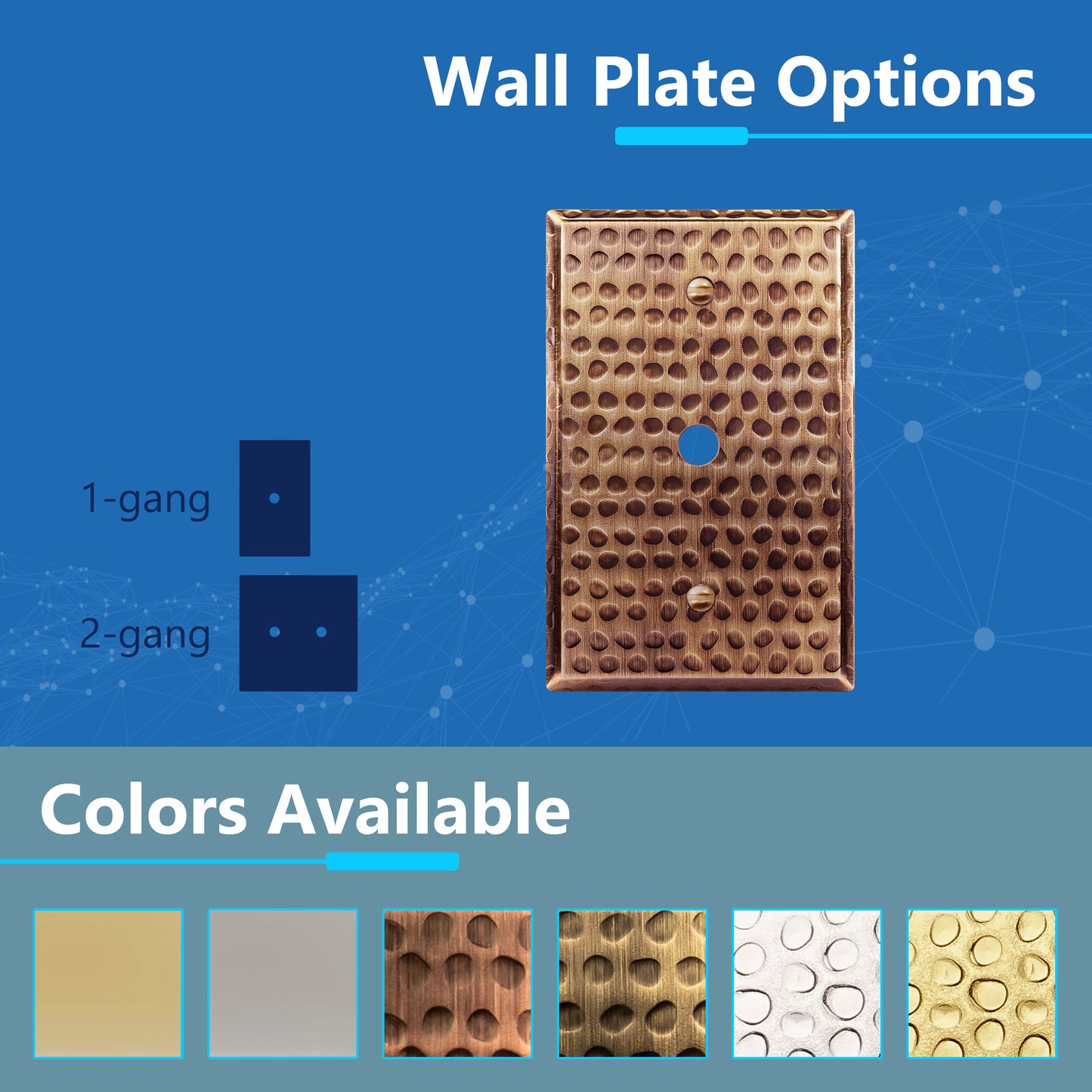 0.406" Diameter Hole Phone Cable Metal Wall Plate, Stainless Steel Outlet Cover, Corrosion Resistant, 1-Gang, Mid-Size