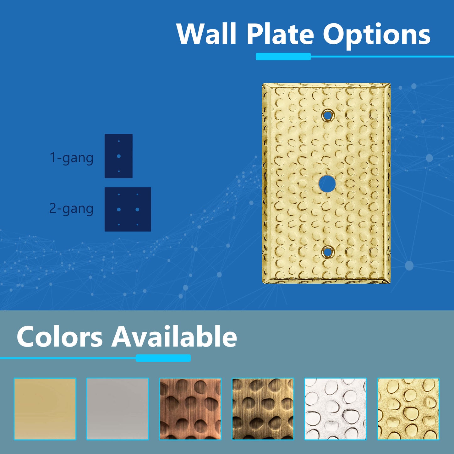 0.406" Diameter Hole Phone Cable Metal Wall Plate, Stainless Steel Outlet Cover, Corrosion Resistant, 1-Gang, Mid-Size