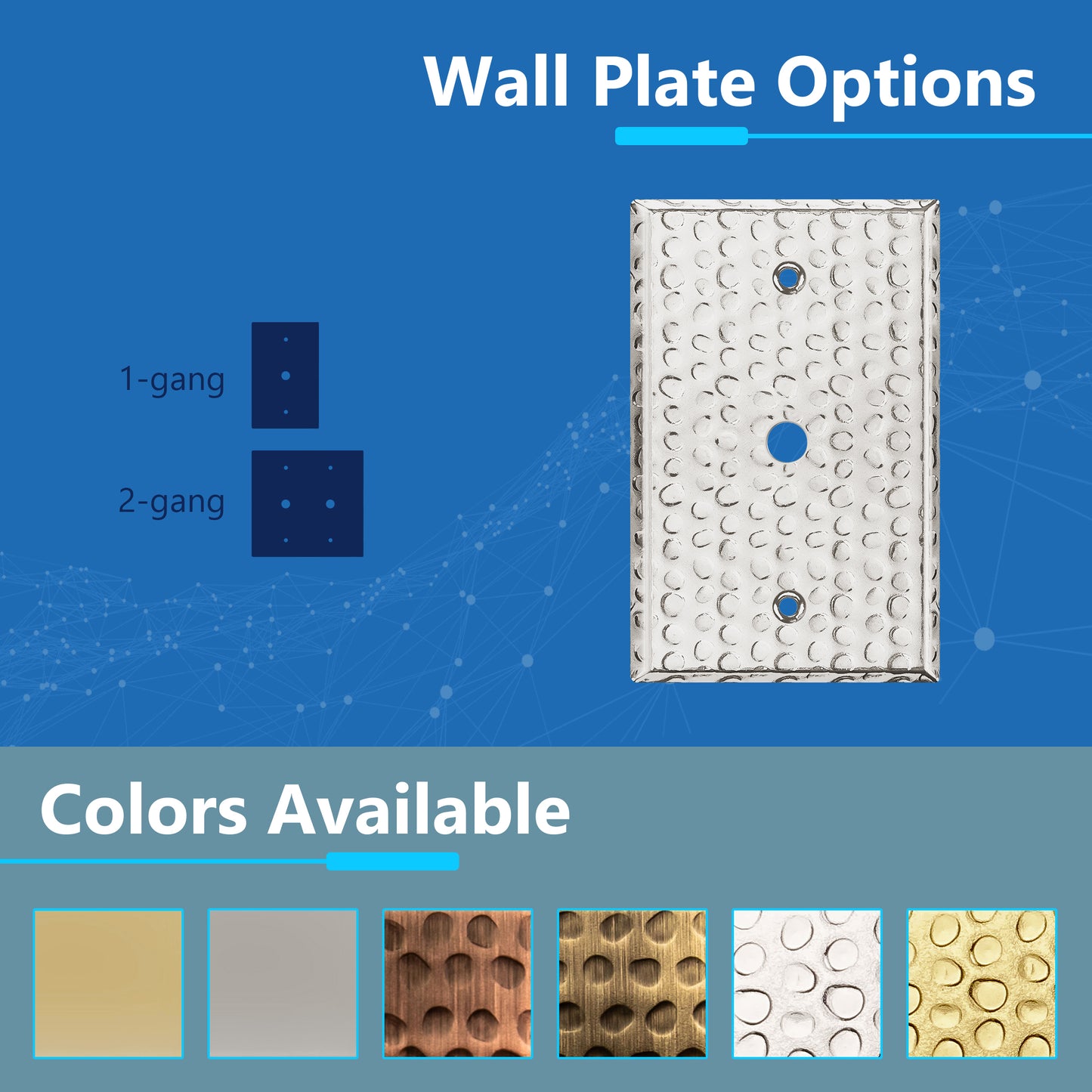 0.406" Diameter Hole Phone Cable Metal Wall Plate, Stainless Steel Outlet Cover, Corrosion Resistant, 1-Gang, Mid-Size