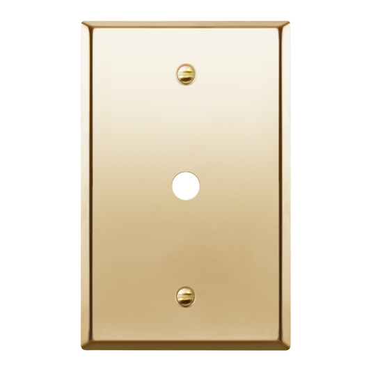 0.406" Diameter Hole Phone Cable Metal Wall Plate, Stainless Steel Outlet Cover, Corrosion Resistant, 1-Gang, Mid-Size