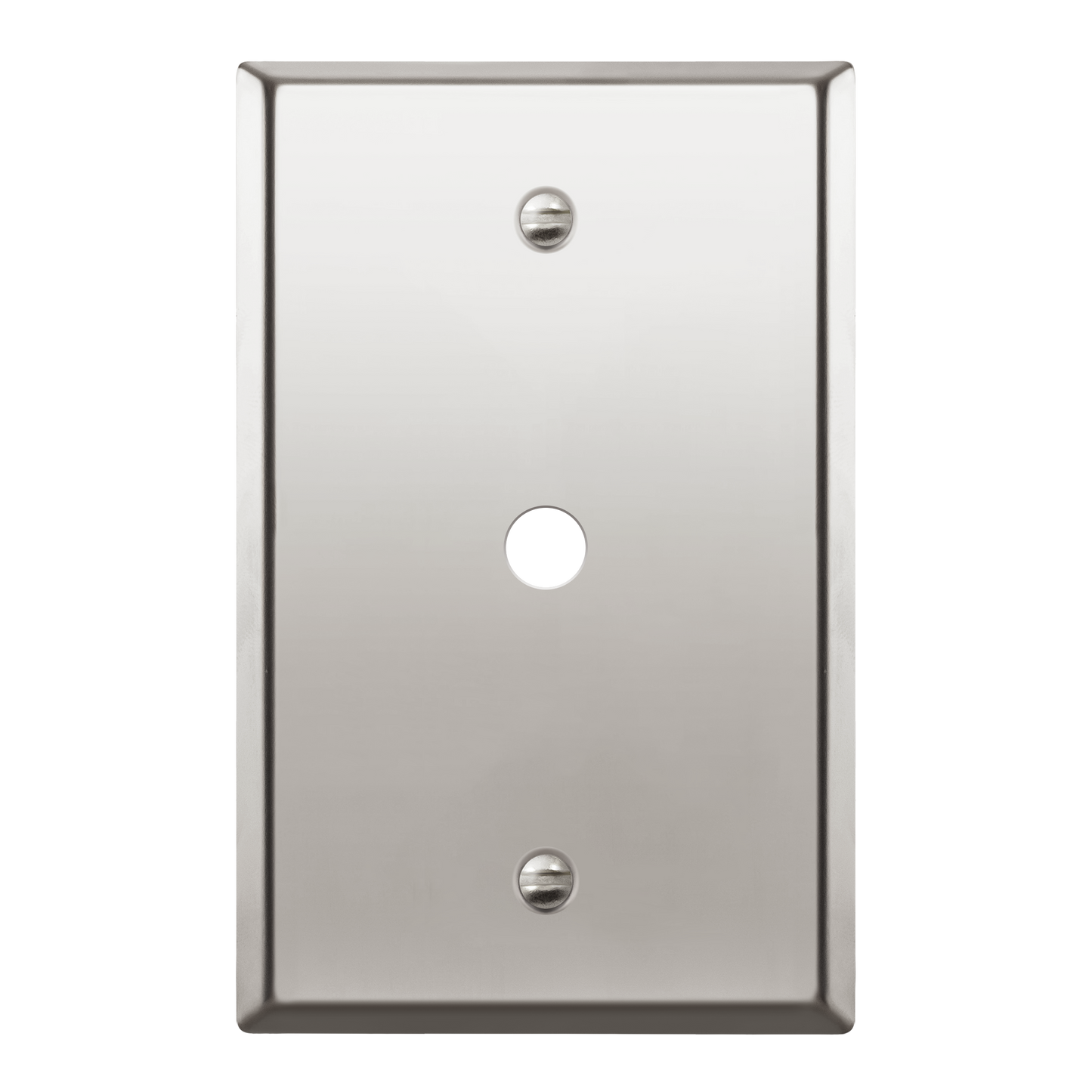 0.406" Diameter Hole Phone Cable Metal Wall Plate, Stainless Steel Outlet Cover, Corrosion Resistant, 1-Gang, Mid-Size