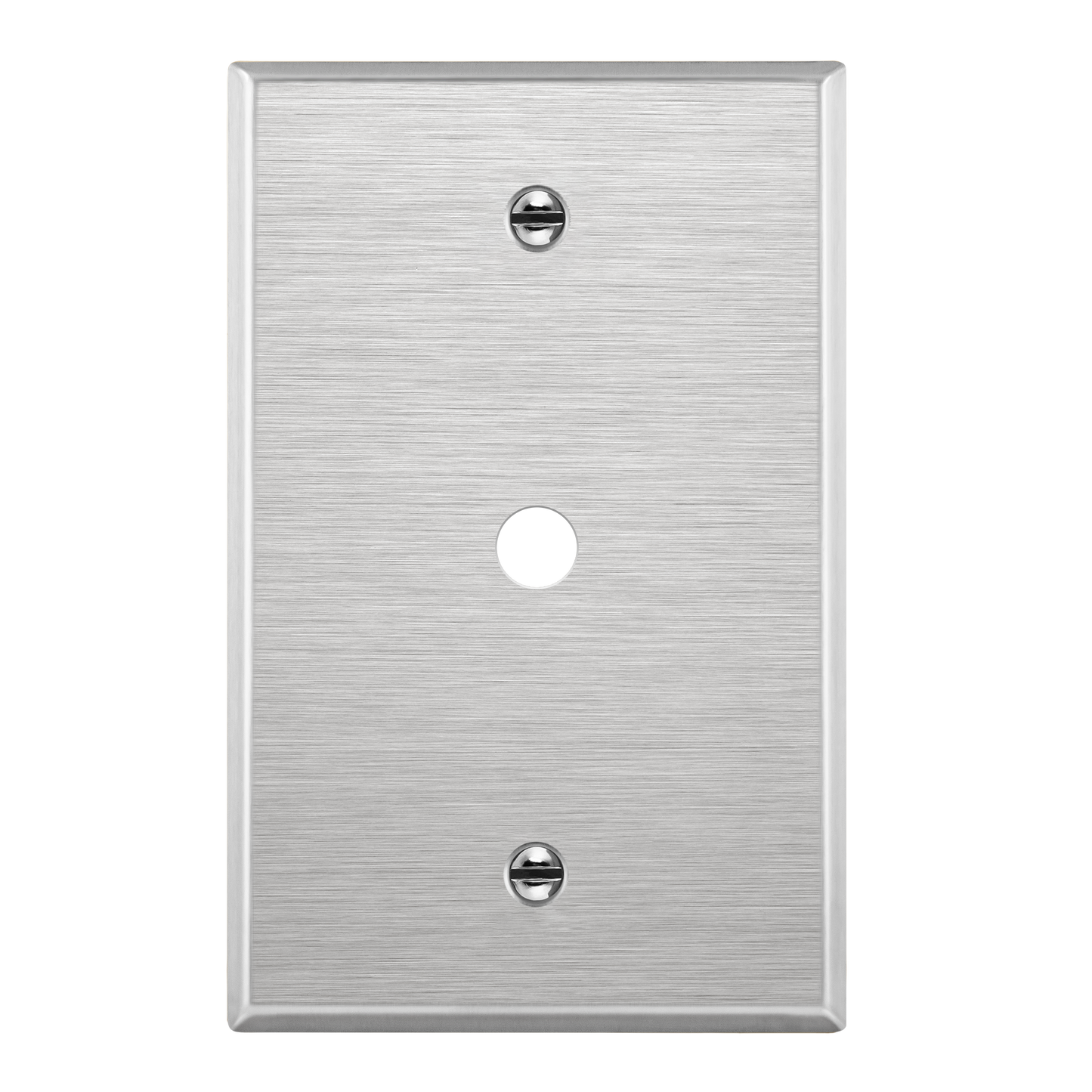 0.406" Diameter Hole Phone Cable Metal Wall Plate, Stainless Steel Outlet Cover, Corrosion Resistant, 1-Gang, Mid-Size