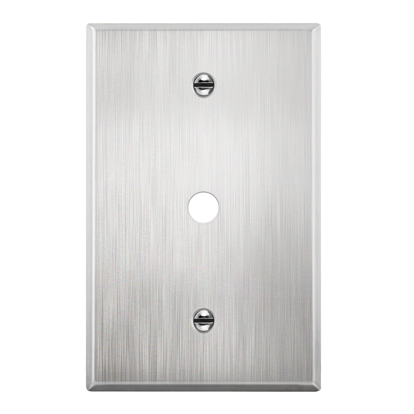 0.406" Diameter Hole Phone Cable Metal Wall Plate, Stainless Steel Outlet Cover, Corrosion Resistant, 1-Gang, Mid-Size