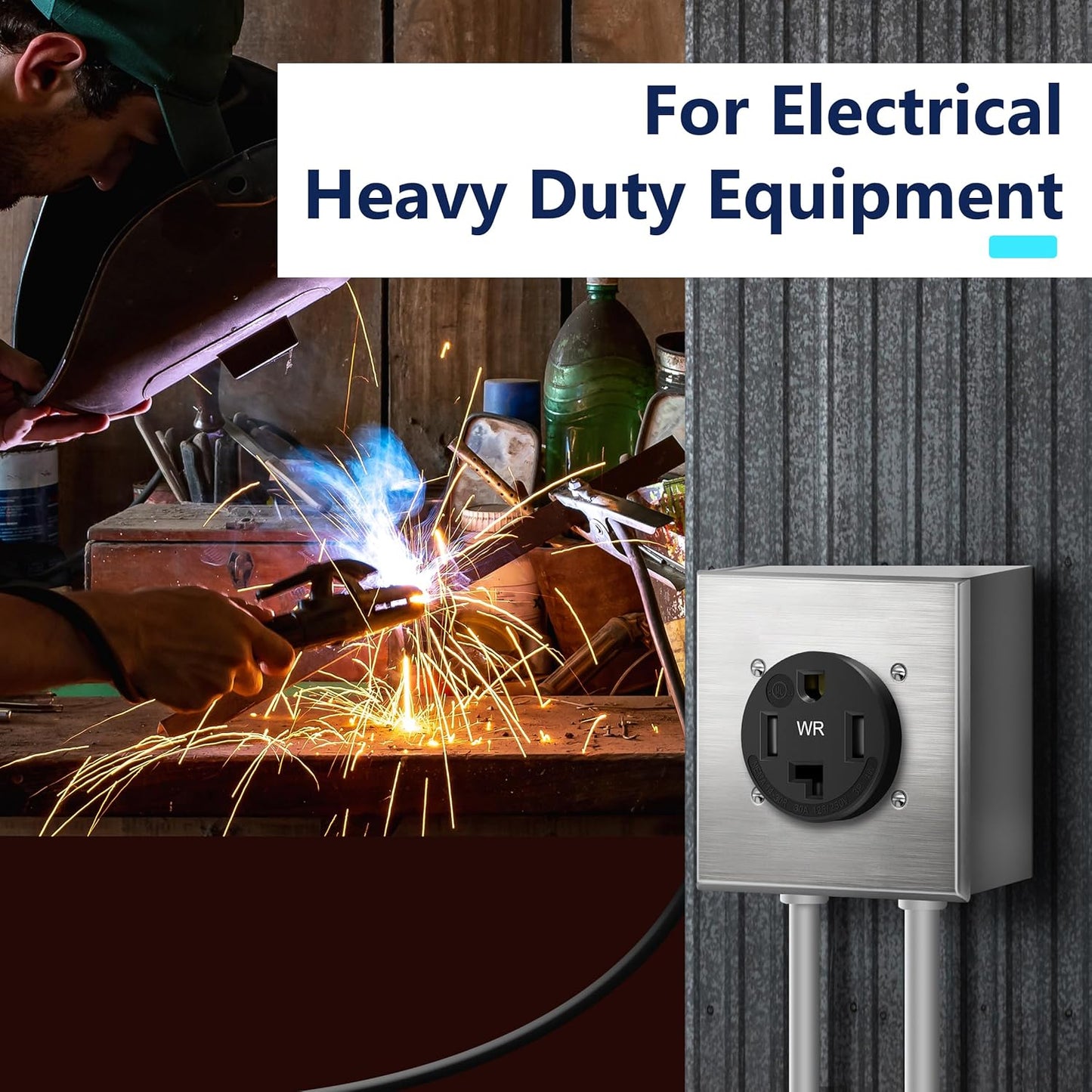 30 Amp Flush Dryer Receptacle, NEMA 14-30R, 125/250V, Weather Resistant, Self-Grounding, 3-Pole 4-Wire