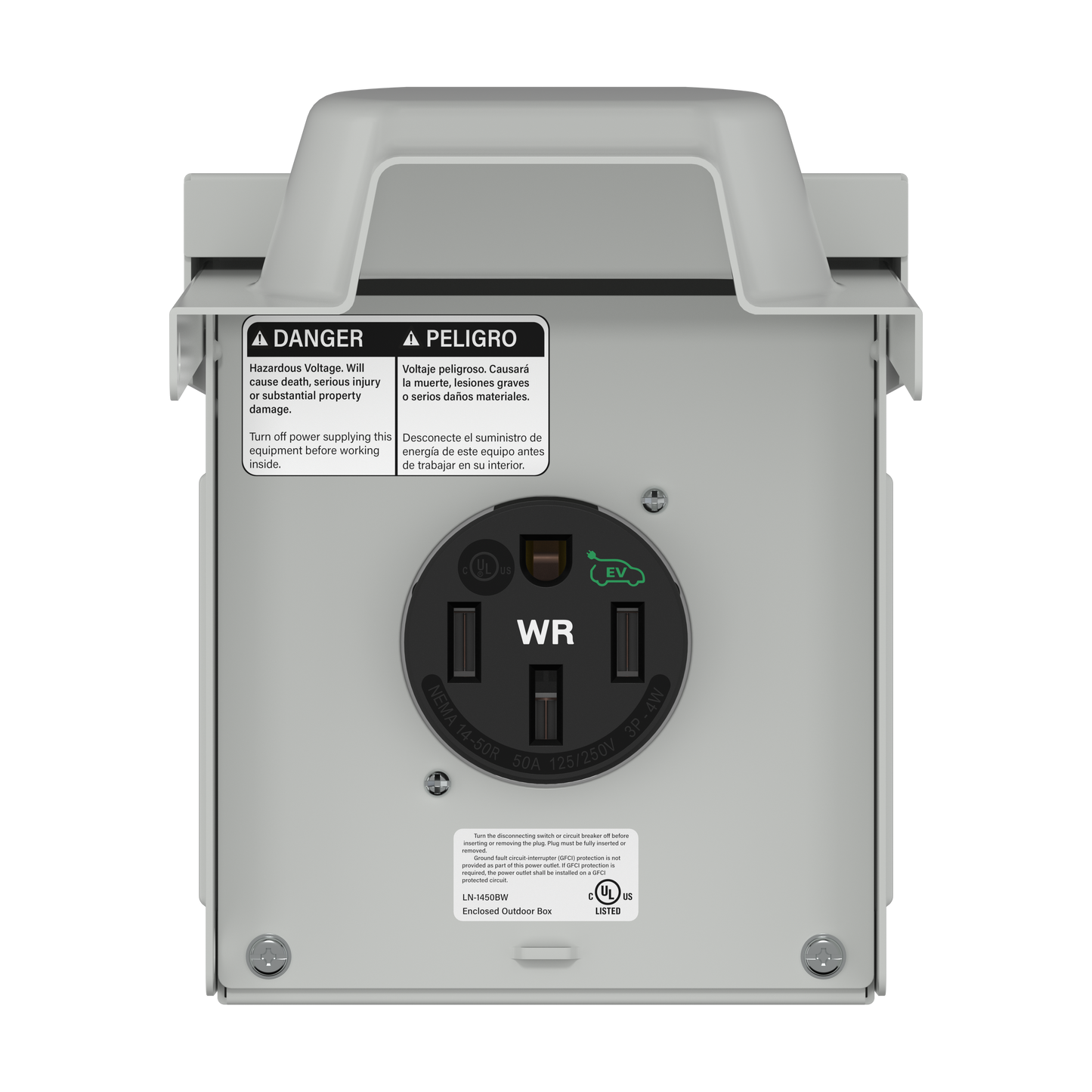 50 Amp EV/RV Power Outlet Box, Surface Mount Receptacle Panel with NEMA 14-50R Receptacle, Weatherproof Heavy-Duty