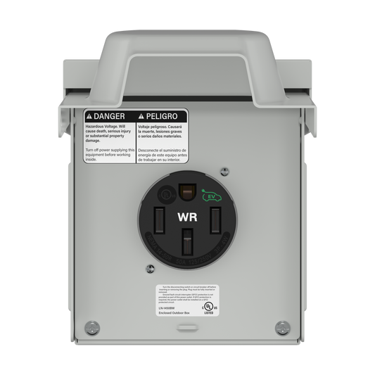 50 Amp EV/RV Power Outlet Box, Surface Mount Receptacle Panel with NEMA 14-50R Receptacle, Weatherproof Heavy-Duty