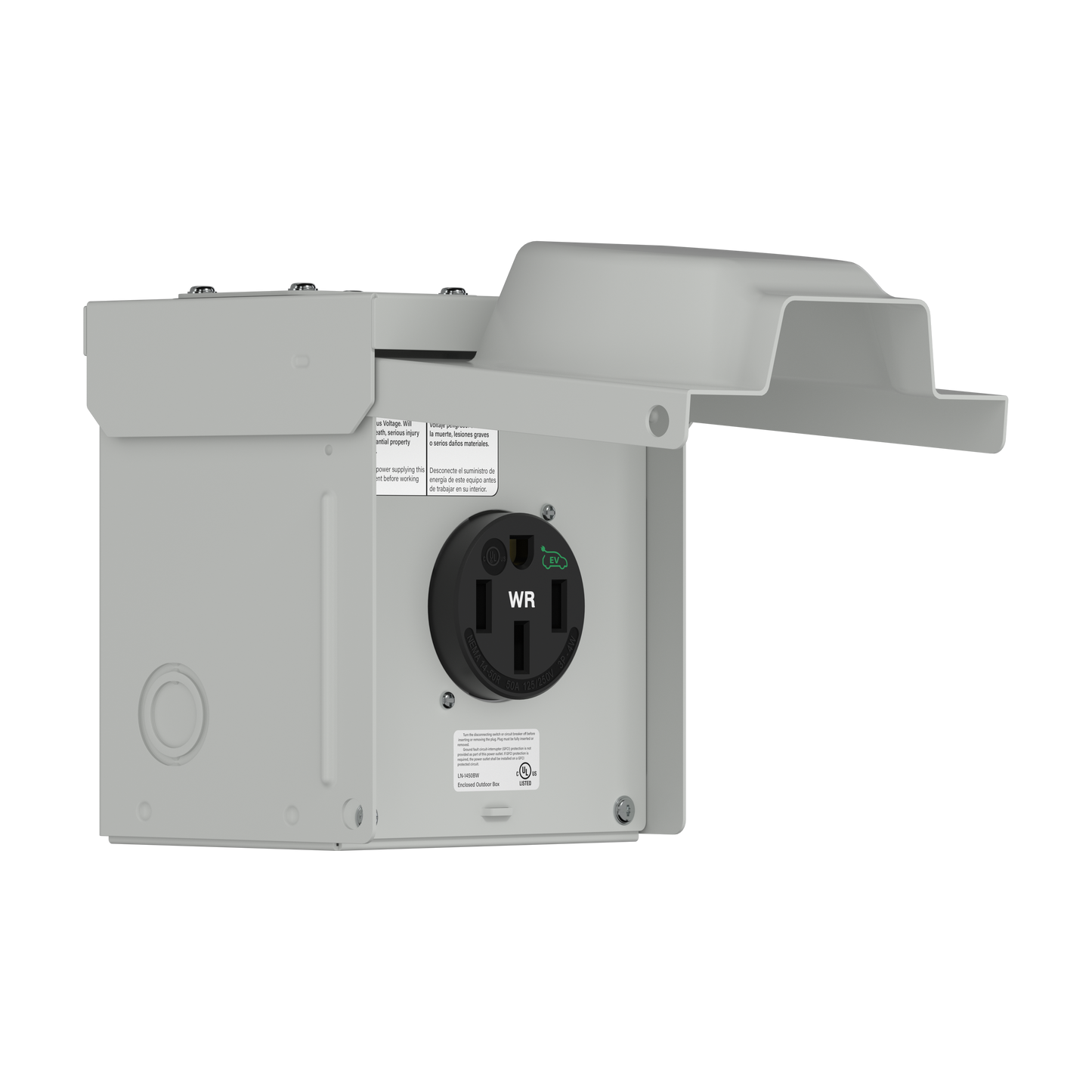 50 Amp EV/RV Power Outlet Box, Surface Mount Receptacle Panel with NEMA 14-50R Receptacle, Weatherproof Heavy-Duty