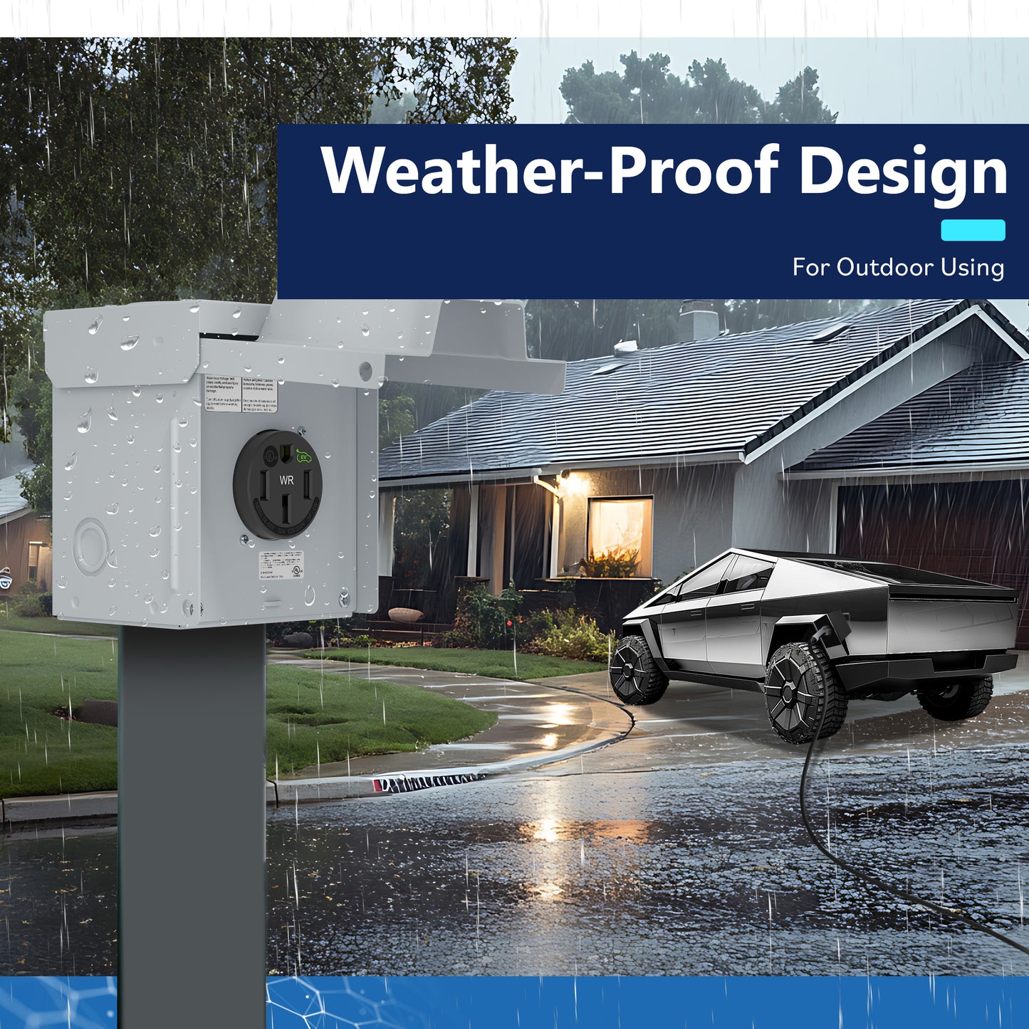 50 Amp EV/RV Power Outlet Box, Surface Mount Receptacle Panel with NEMA 14-50R Receptacle, Weatherproof Heavy-Duty