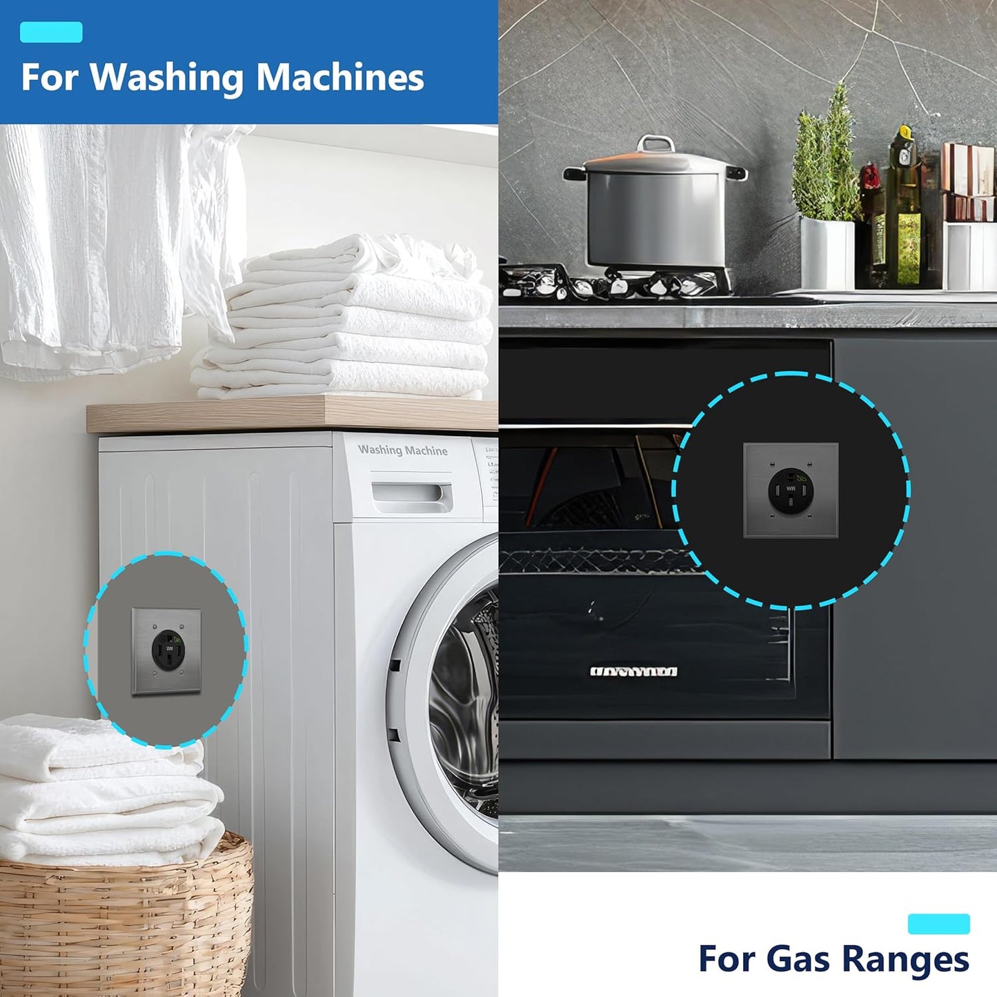 14-50R Extra Heavy Duty Weather-Resistant Flush Receptacle With Stainless Steel Wall Plate, Electric Vehicle Charging
