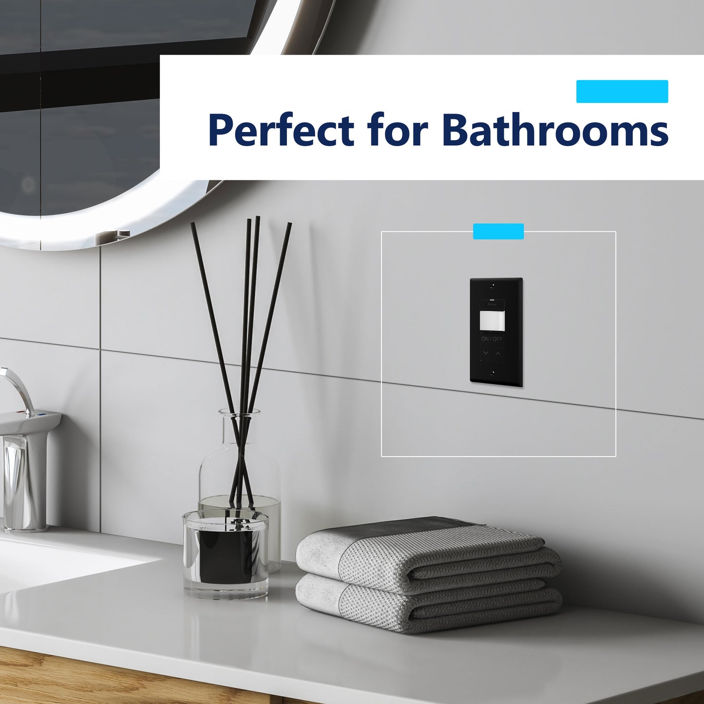Motion Sensor Dimmer Switch, Occupancy/ Vacancy PIR Sensor, 3-Way, No Neutral Required, Wall Plate Included