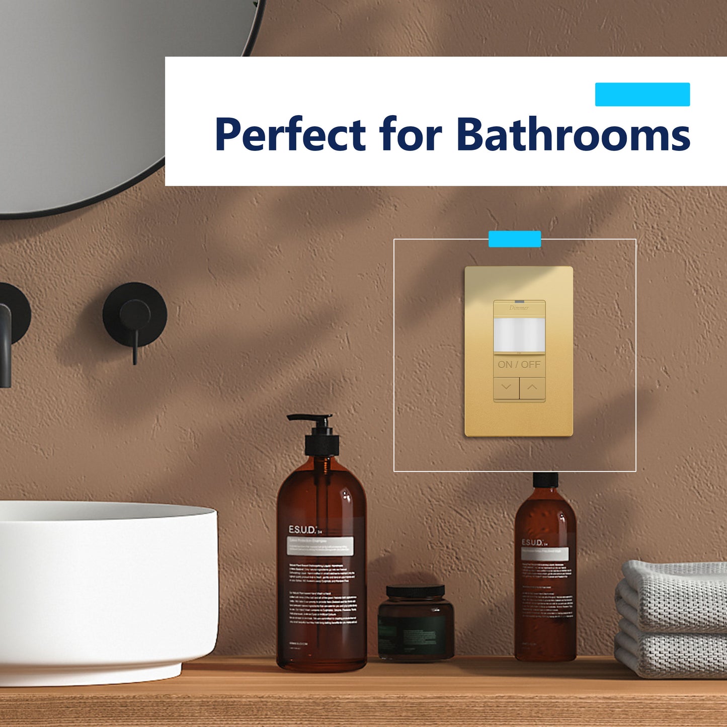 Motion Sensor Dimmer Switch, Occupancy/ Vacancy PIR Sensor, 3-Way, No Neutral Required, Wall Plate Included