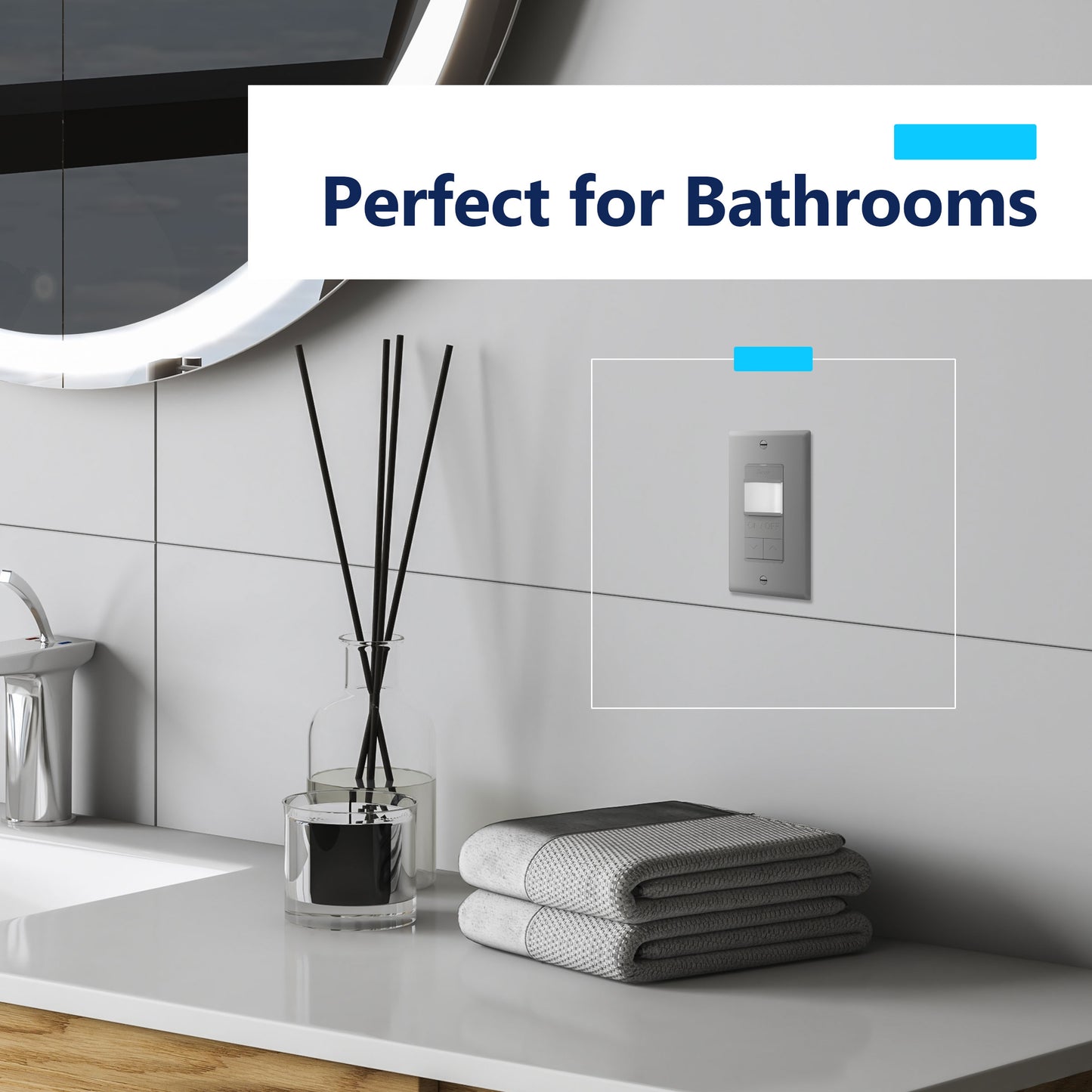 Motion Sensor Dimmer Switch, Occupancy/ Vacancy PIR Sensor, 3-Way, No Neutral Required, Wall Plate Included
