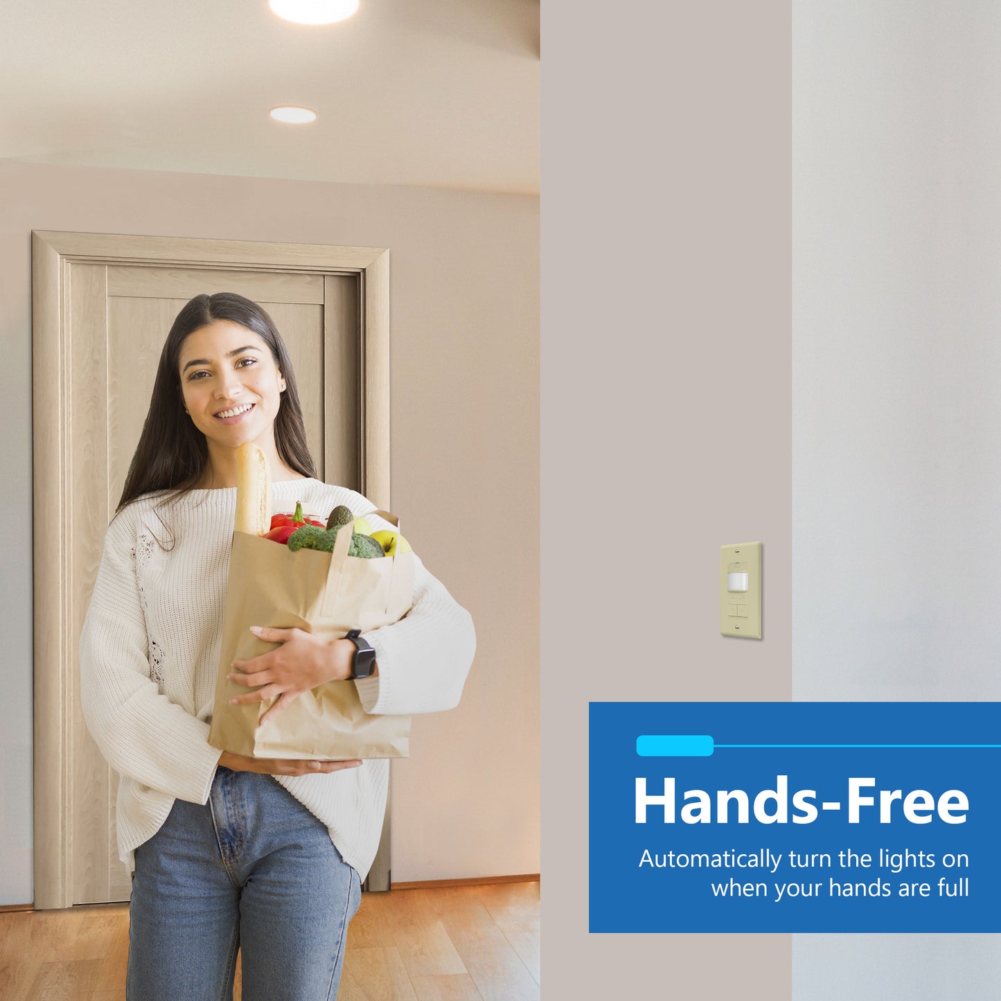 Motion Sensor Dimmer Switch, Occupancy/ Vacancy PIR Sensor, 3-Way, No Neutral Required, Wall Plate Included