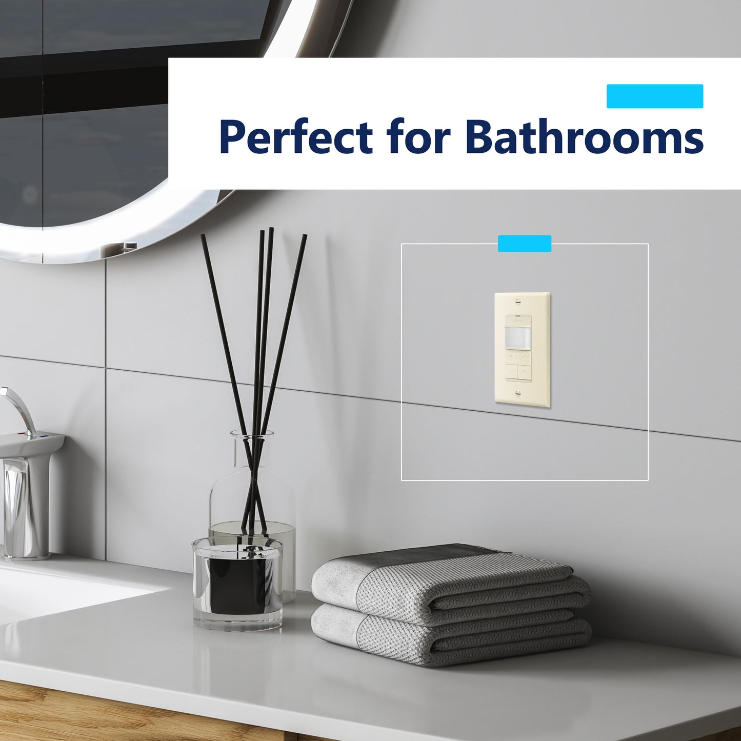 Motion Sensor Dimmer Switch, Occupancy/ Vacancy PIR Sensor, 3-Way, No Neutral Required, Wall Plate Included