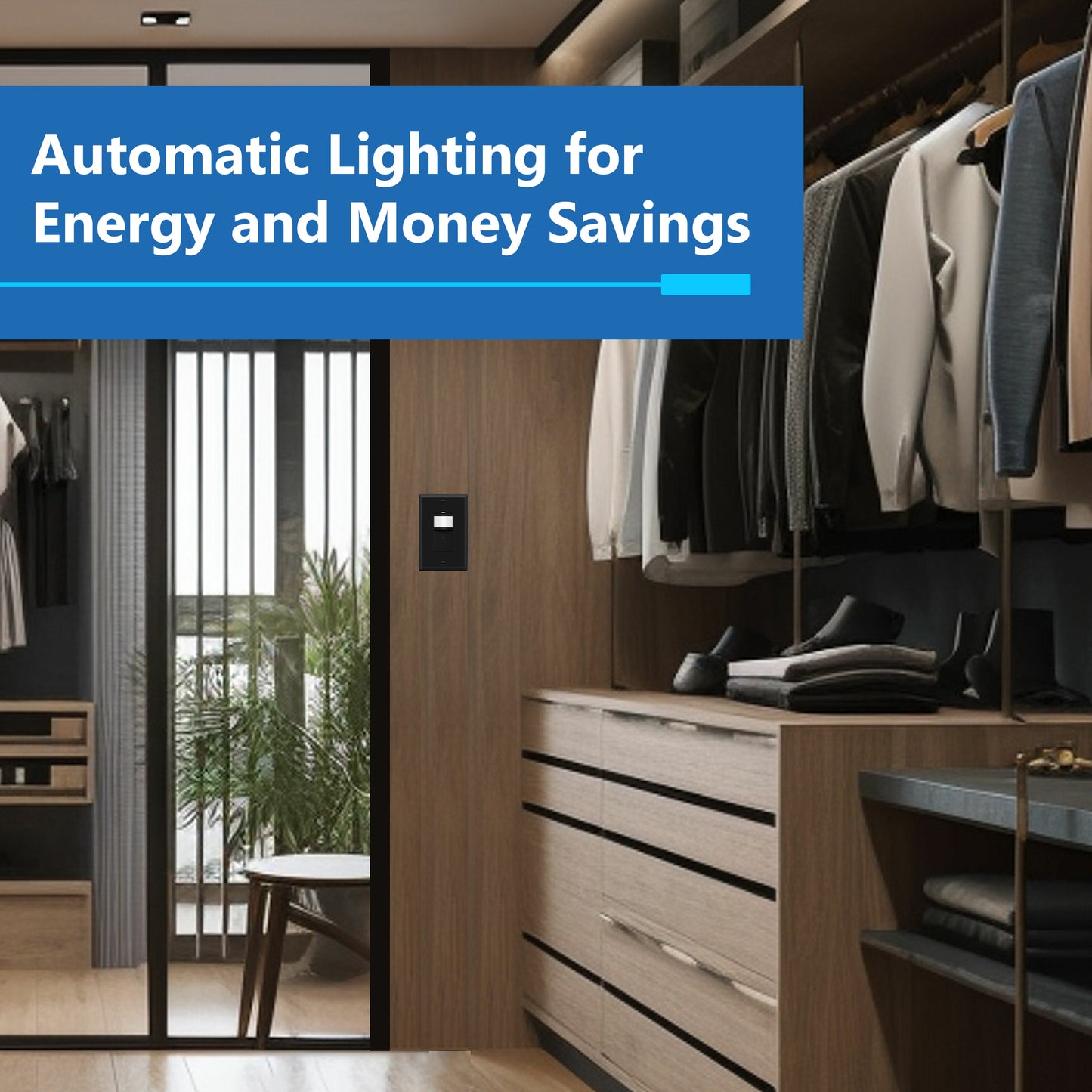 Motion Sensor Light Switch, PIR Occupancy/ Vacancy Motion Sensor, Single-Pole, No Neutral Required, Ground Wire Required, Wall Plate Included