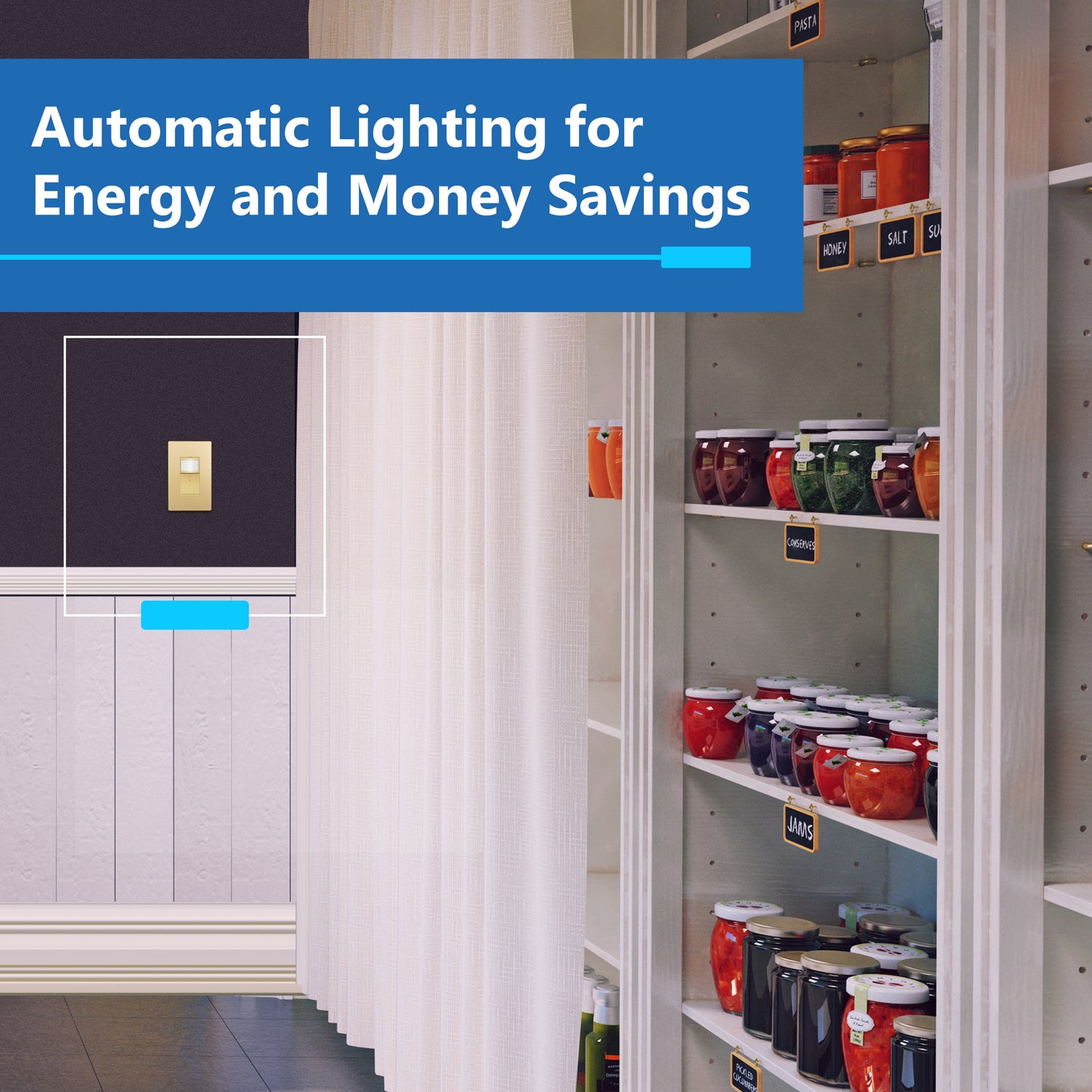 Motion Sensor Light Switch, PIR Occupancy/ Vacancy Motion Sensor, Single-Pole, No Neutral Required, Ground Wire Required, Wall Plate Included