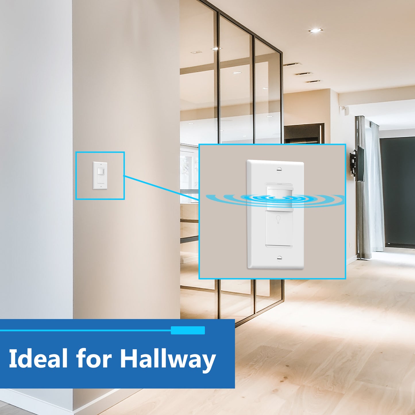 Motion Sensor Light Switch, PIR Occupancy/ Vacancy Motion Sensor, Single-Pole, No Neutral Required, Ground Wire Required, Wall Plate Included