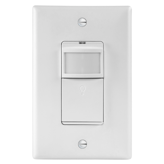 Motion Sensor Light Switch, PIR Occupancy/ Vacancy Motion Sensor, Single-Pole, No Neutral Required, Wall Plate Included