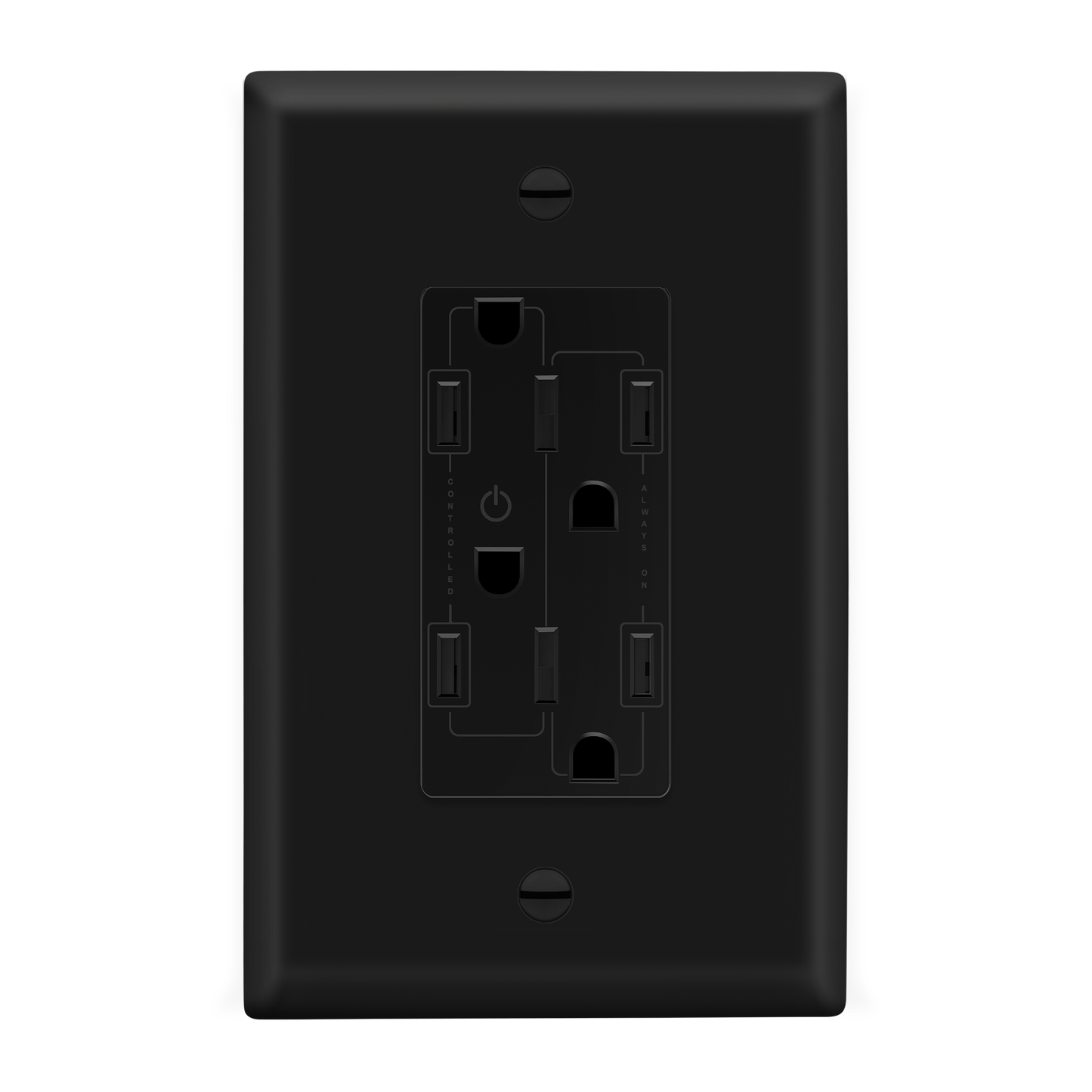 Reversible Flexiports Receptacle 15A Decorator Outlet, Child Safe Tamper-Resistant Wall Outlet, Plug Load Control/Always-On Electrical Outlet, On/Off Control, Wall Plate Included