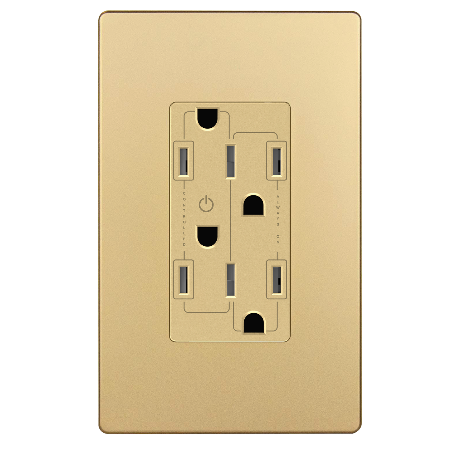 Reversible Flexiports Receptacle 15A Decorator Outlet, Child Safe Tamper-Resistant Wall Outlet, Plug Load Control/Always-On Electrical Outlet, On/Off Control, Wall Plate Included