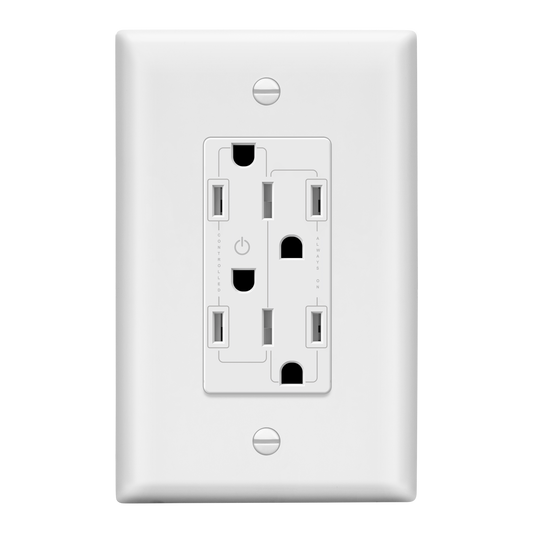 Reversible Flexiports Receptacle 15A Decorator Outlet, Child Safe Tamper-Resistant Wall Outlet, Plug Load Control/Always-On Electrical Outlet, On/Off Control, Wall Plate Included