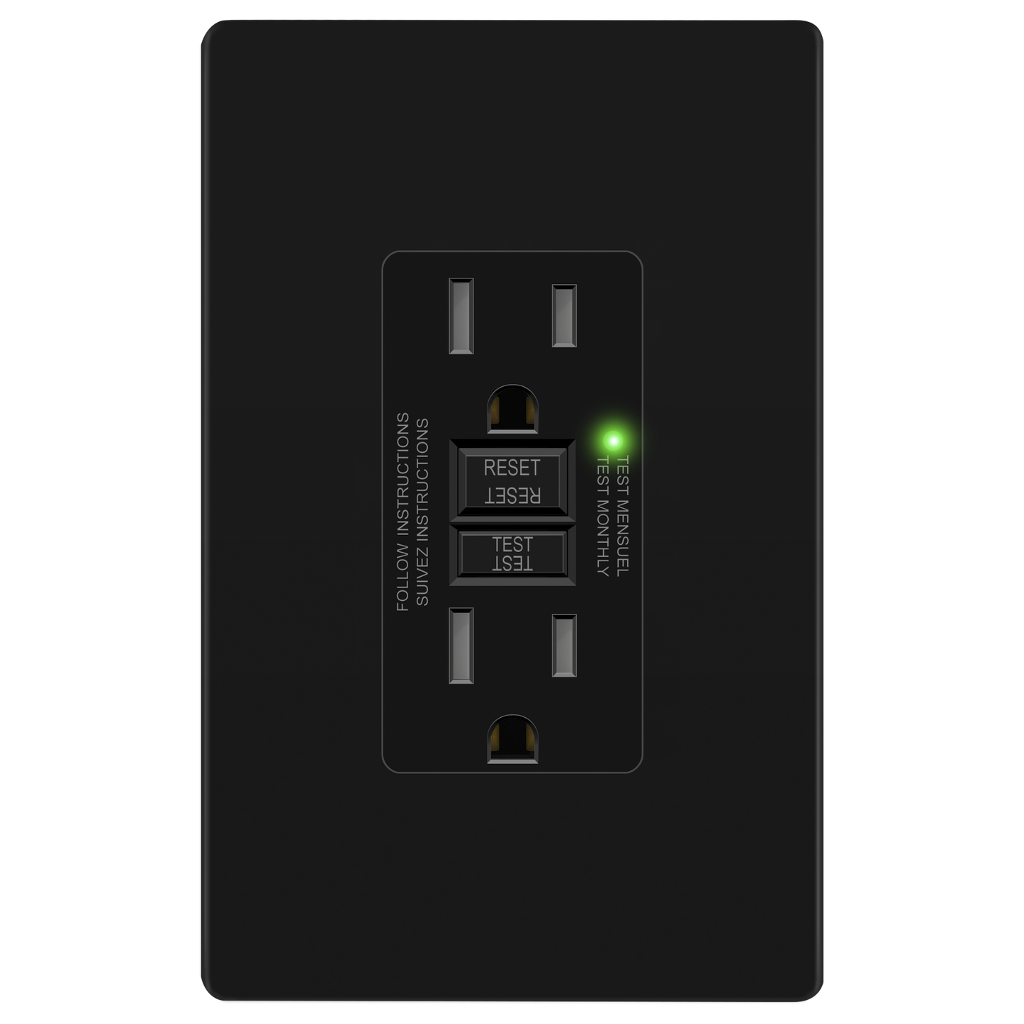 15A GFCI Outlet, Tamper-Resistant Receptacle with Self-Test, LED Indicator