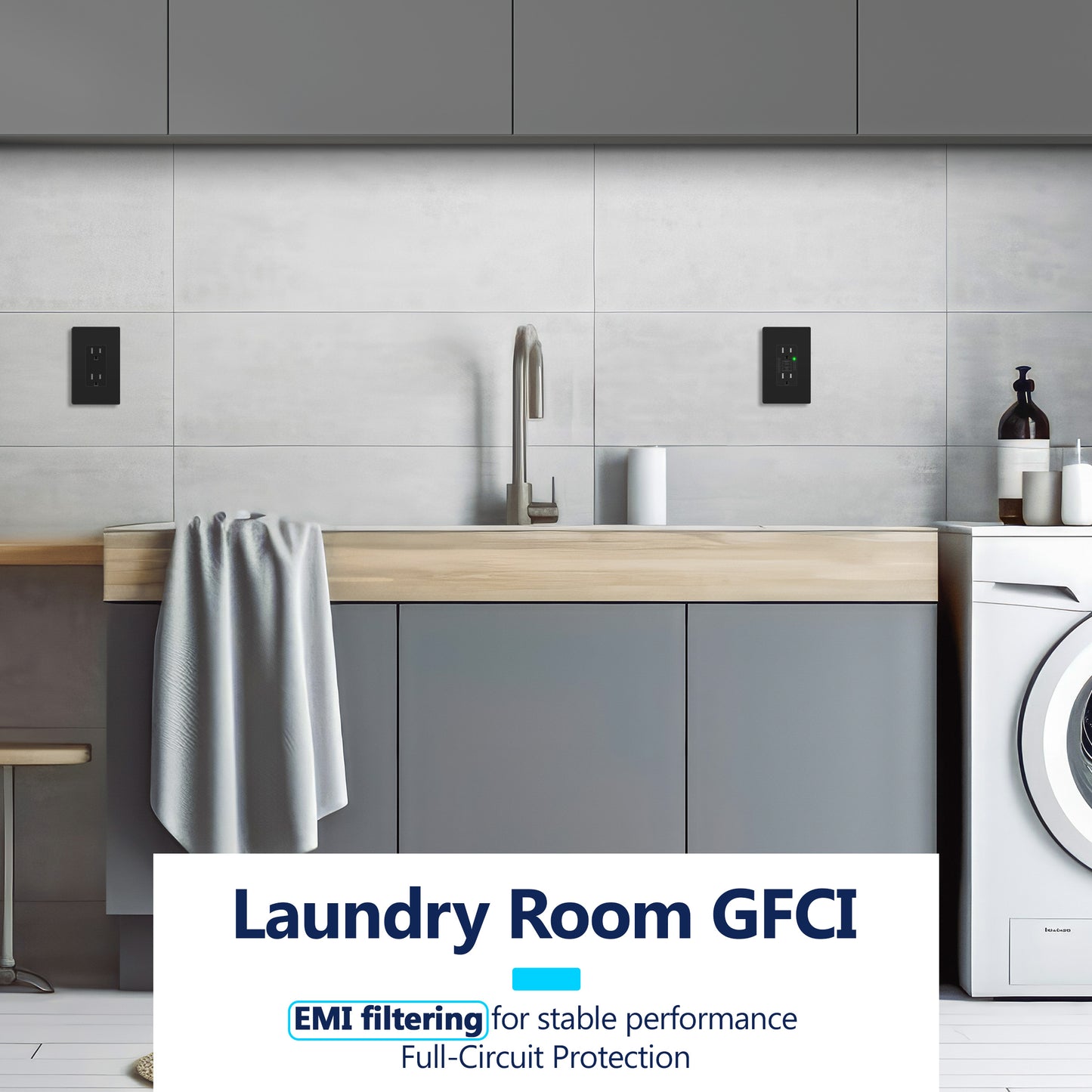 15A GFCI Outlet, Tamper-Resistant Receptacle with Self-Test, LED Indicator