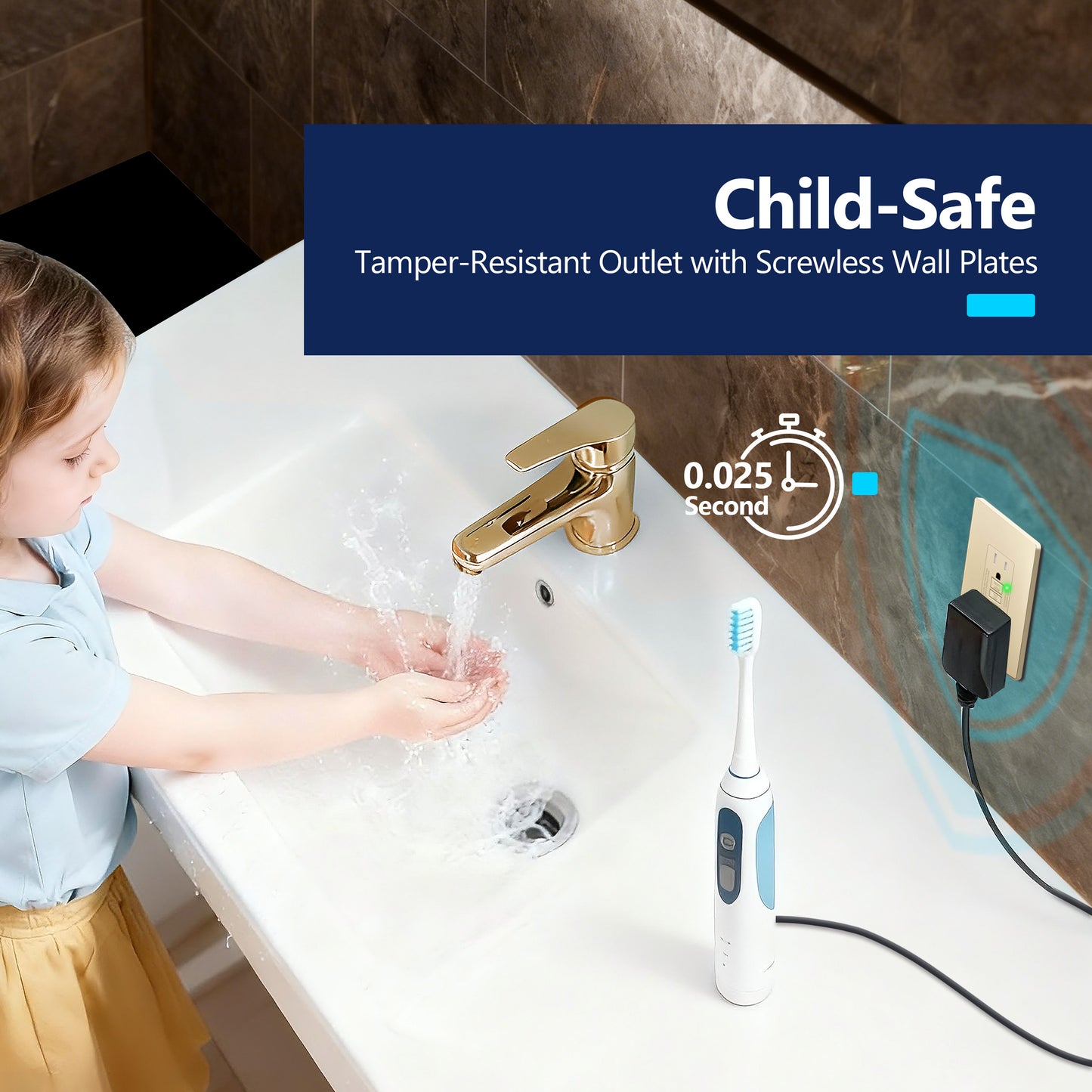 15A GFCI Outlet, Tamper-Resistant Receptacle with Self-Test, LED Indicator