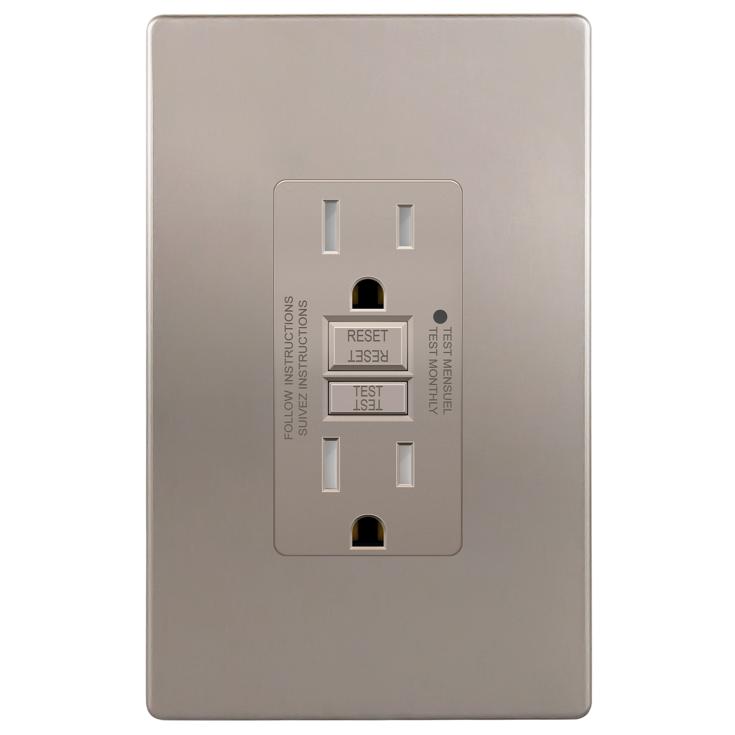 15A GFCI Outlet, Tamper-Resistant Receptacle with Self-Test, LED Indicator