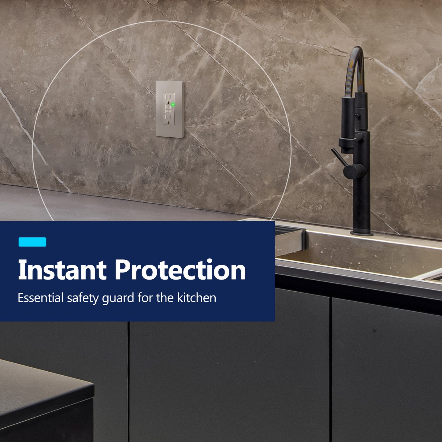 15A GFCI Outlet, Tamper-Resistant Receptacle with Self-Test, LED Indicator