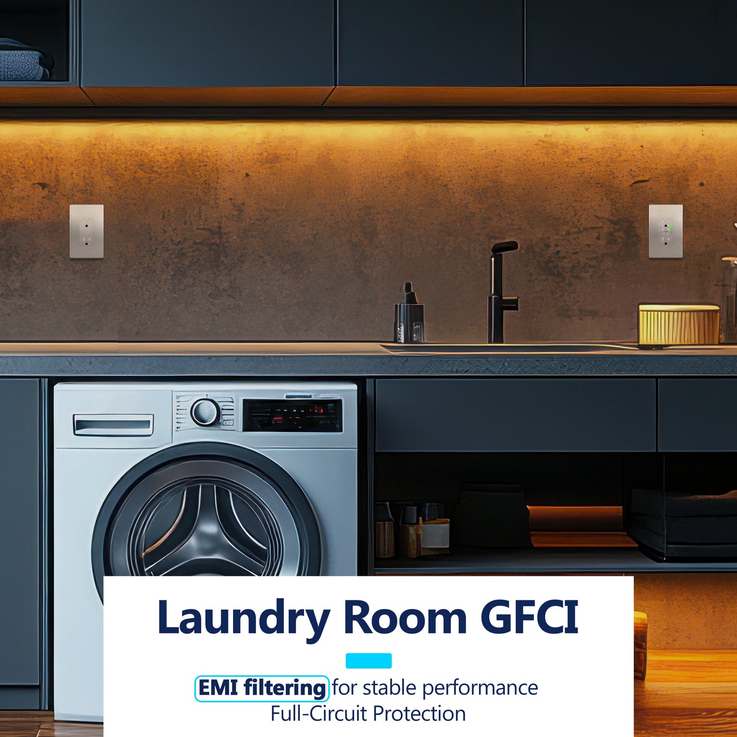 15A GFCI Outlet, Tamper-Resistant Receptacle with Self-Test, LED Indicator