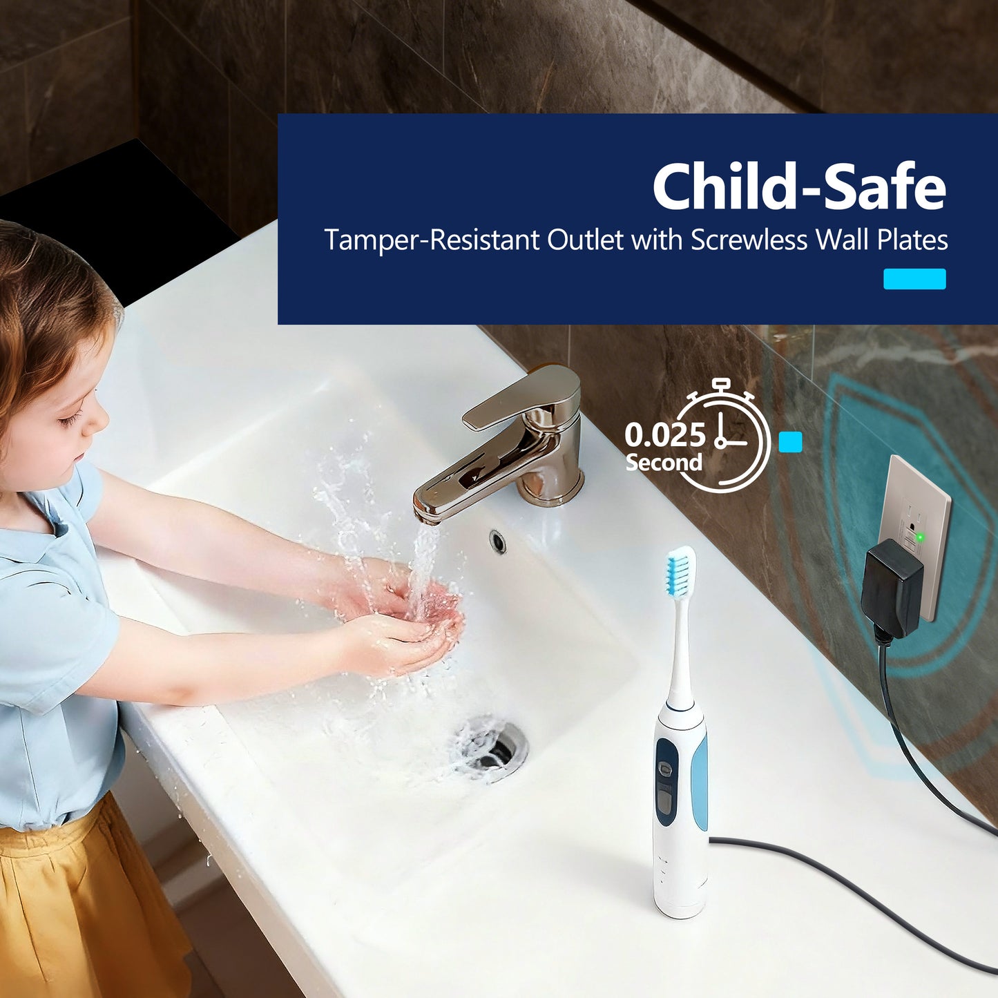 15A GFCI Outlet, Tamper-Resistant Receptacle with Self-Test, LED Indicator