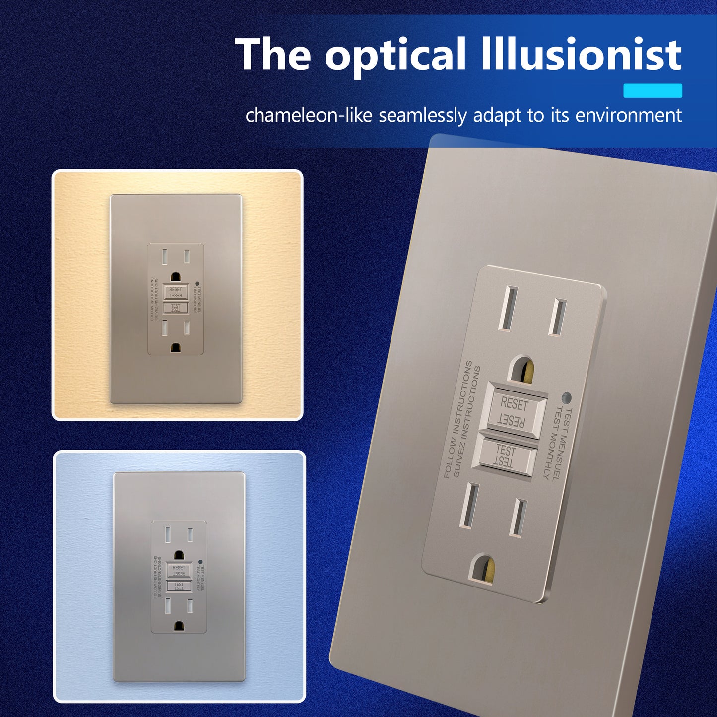 15A GFCI Outlet, Tamper-Resistant Receptacle with Self-Test, LED Indicator