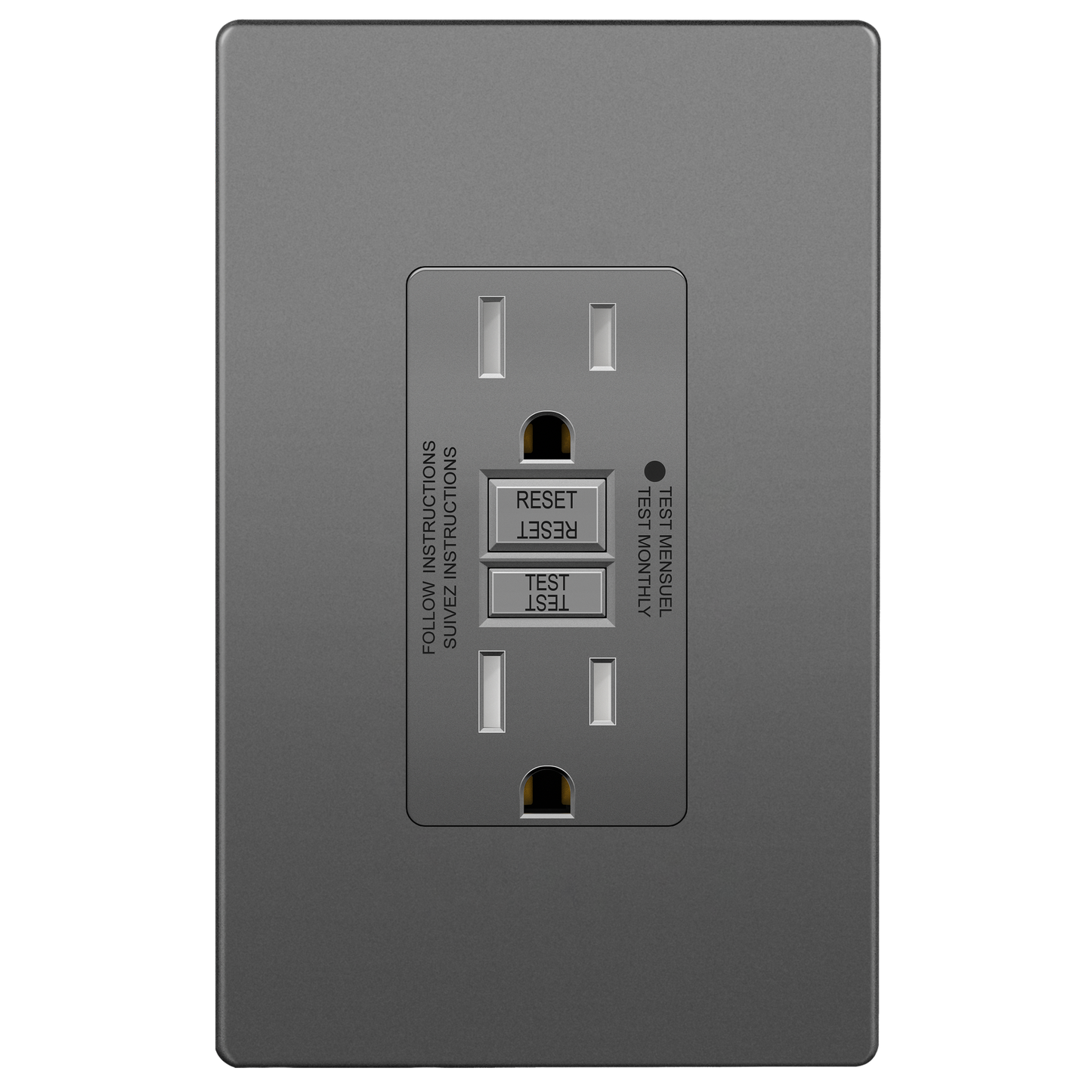 15A GFCI Outlet, Tamper-Resistant Receptacle with Self-Test, LED Indicator