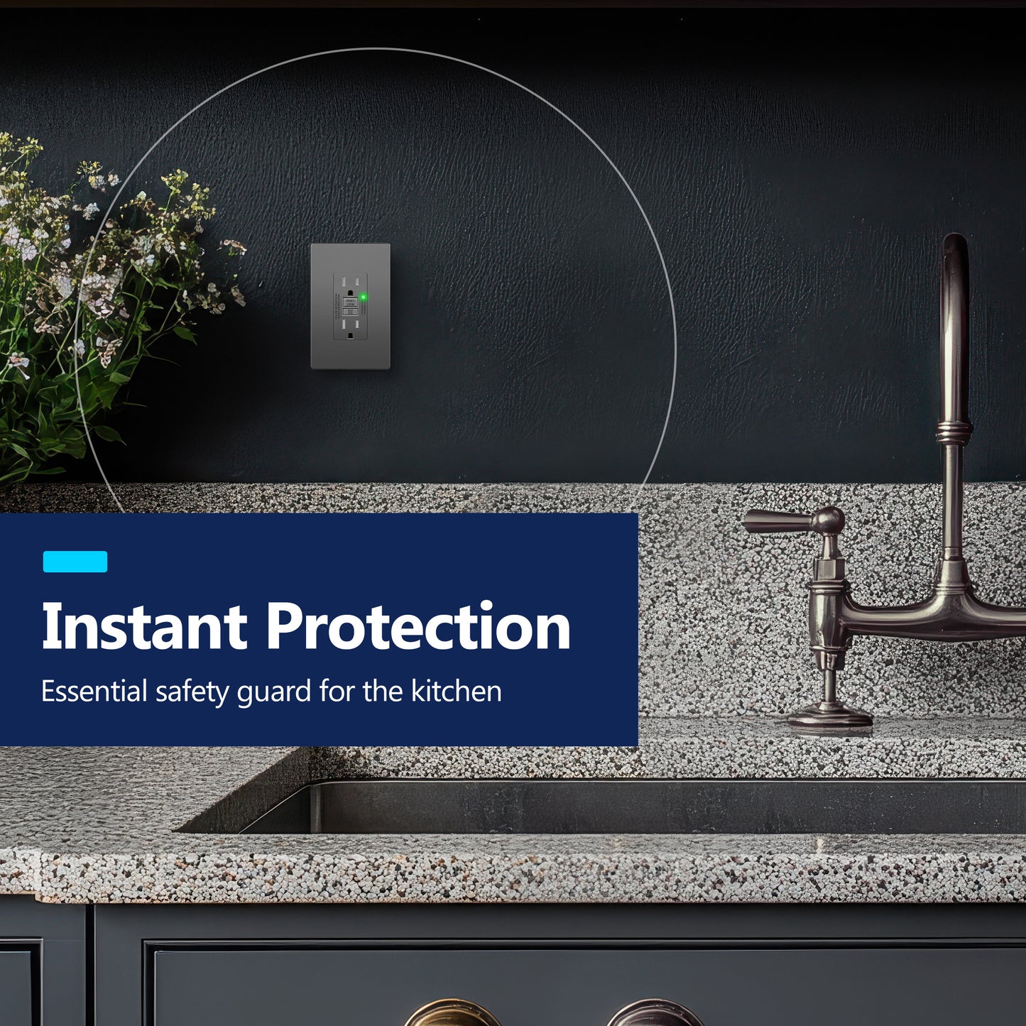 15A GFCI Outlet, Tamper-Resistant Receptacle with Self-Test, LED Indicator