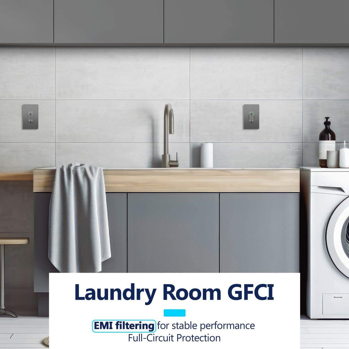 15A GFCI Outlet, Tamper-Resistant Receptacle with Self-Test, LED Indicator