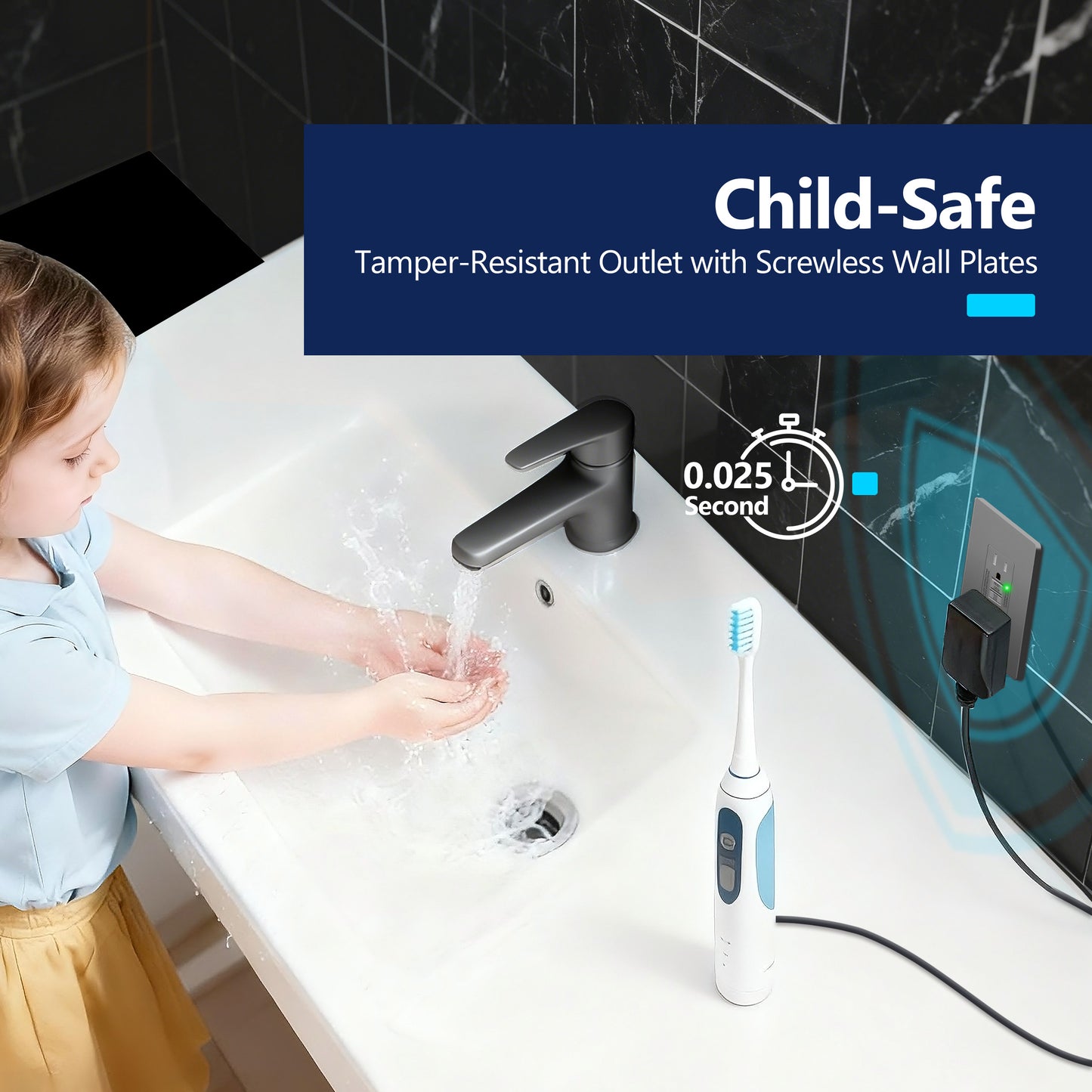 15A GFCI Outlet, Tamper-Resistant Receptacle with Self-Test, LED Indicator