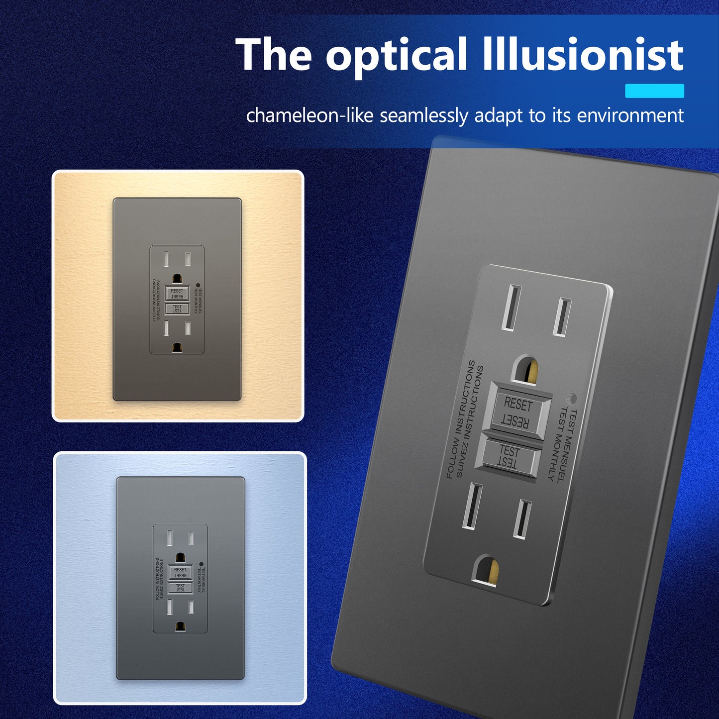 15A GFCI Outlet, Tamper-Resistant Receptacle with Self-Test, LED Indicator